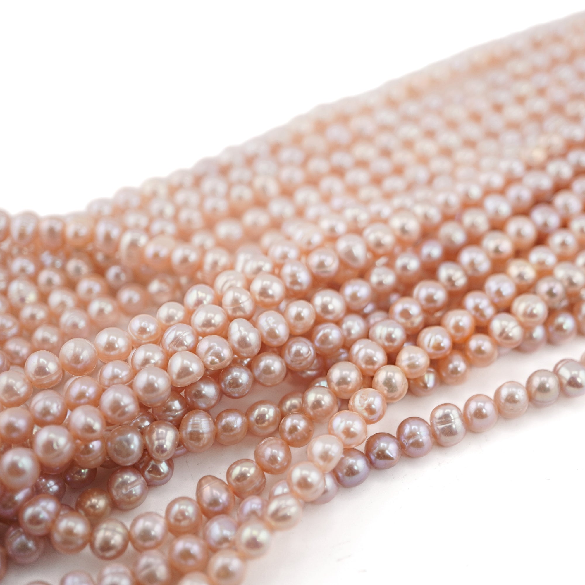 Natural Oval Peach Pearl Beads