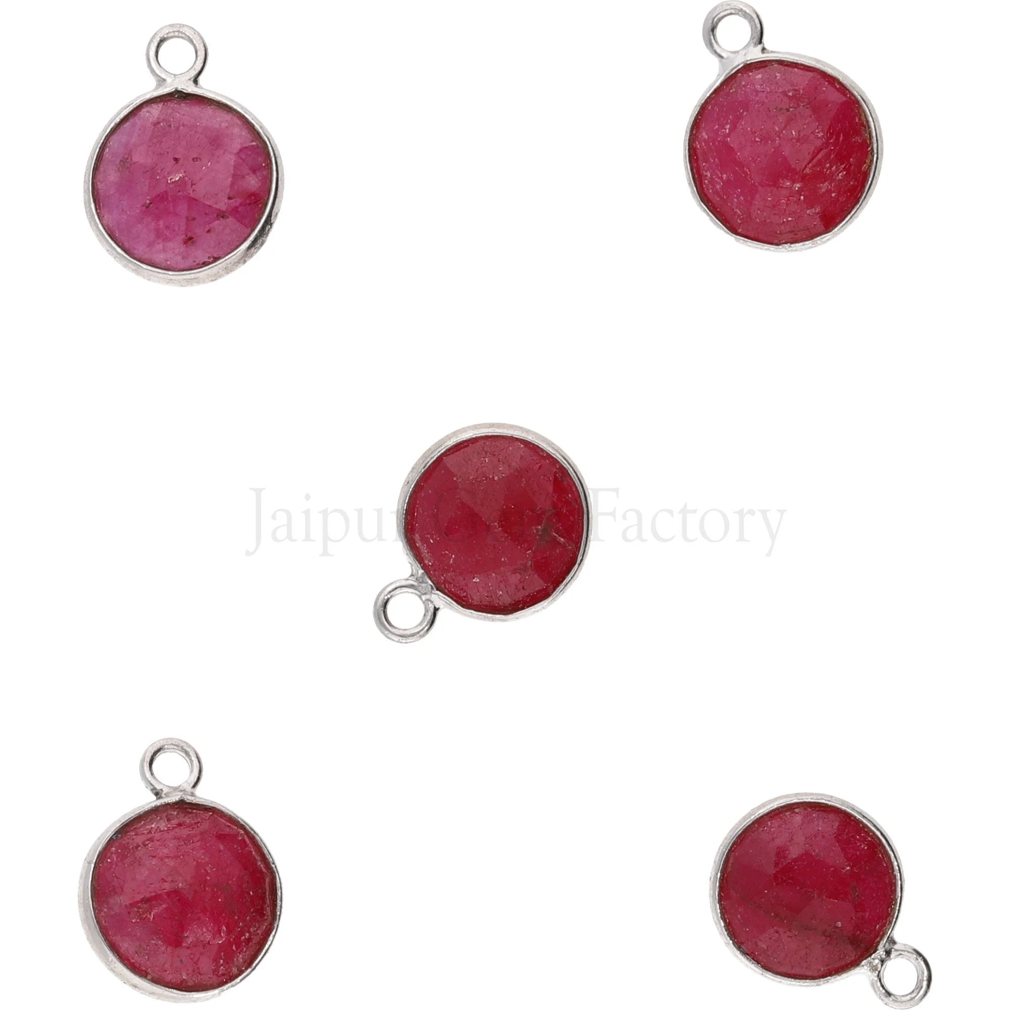 Natural ruby gemstone coin pendant set