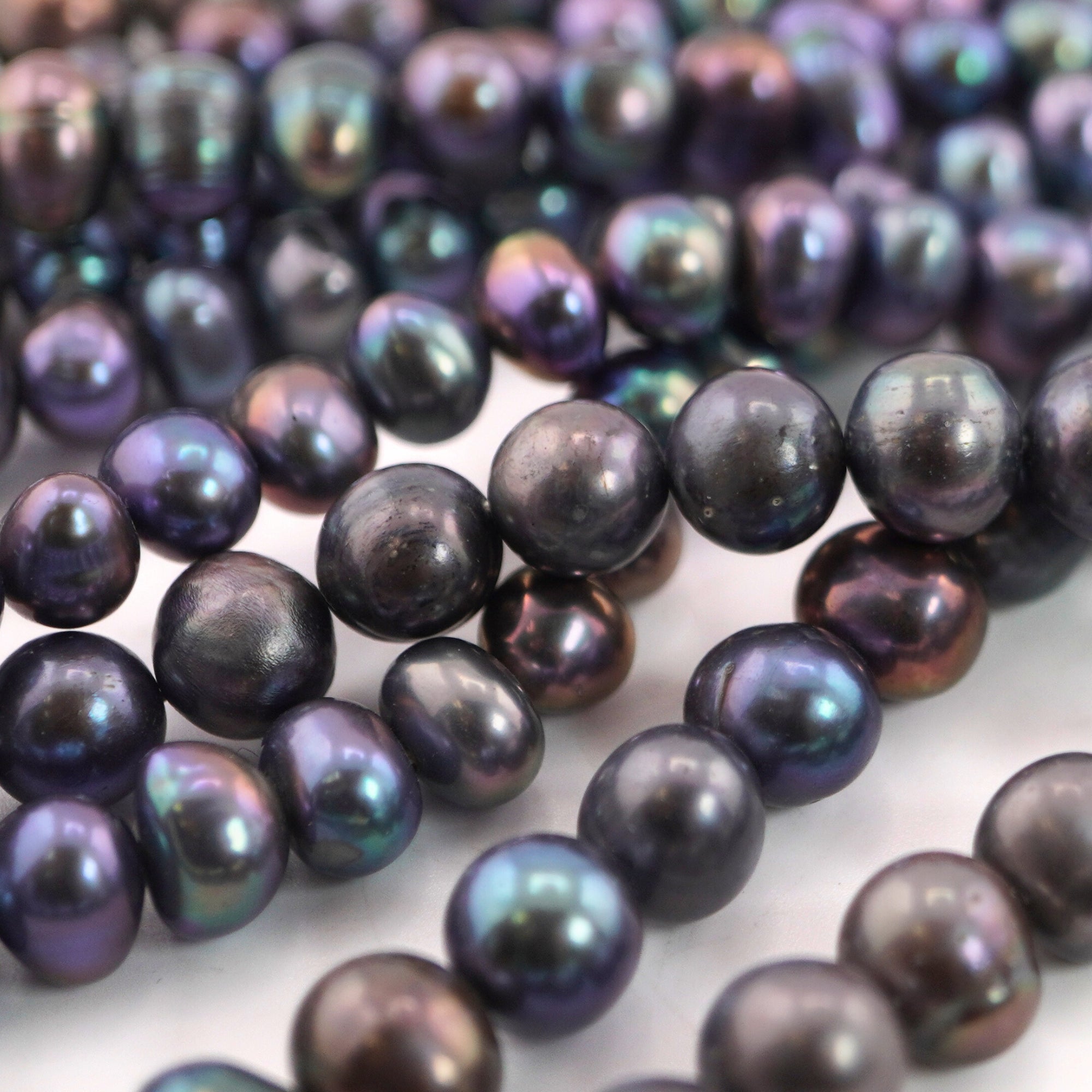 Near Round Peacock Pearls 8x7 MM Beads