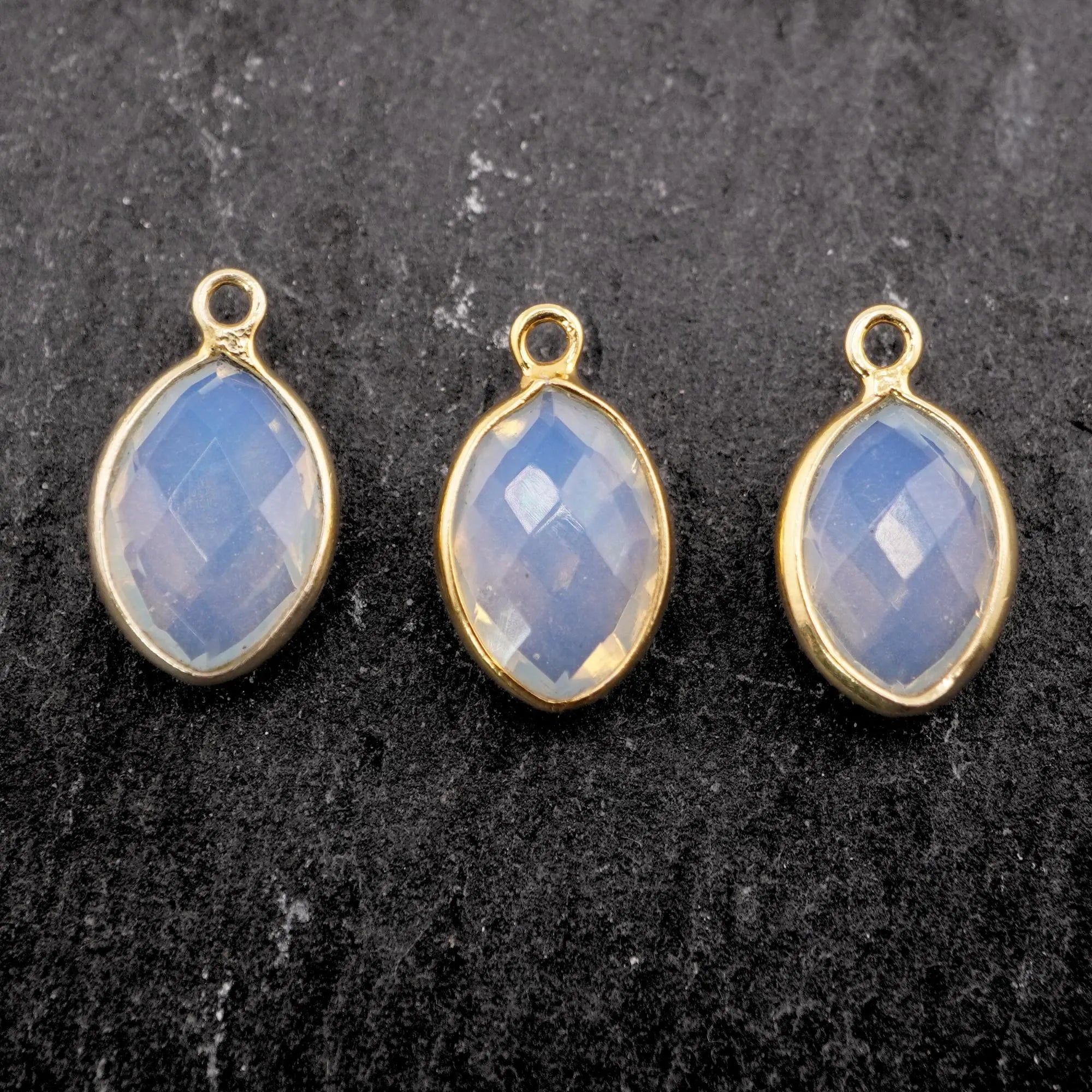 Opalite Marquise Shape Gemstone Gold Plated Sterling Silver Bezel Charm Pendant