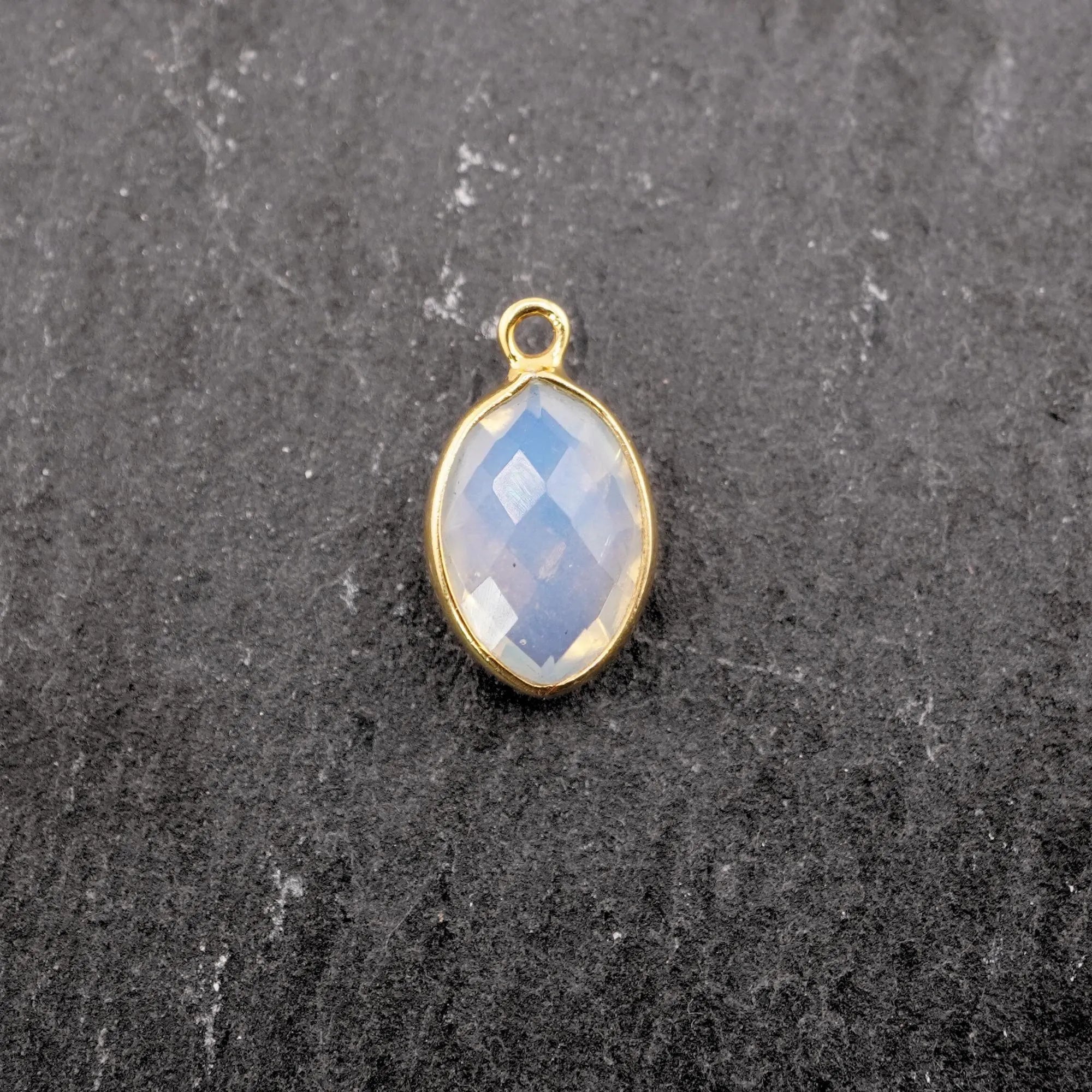Opalite Marquise Shape Gemstone Gold Plated Sterling Silver Bezel Charm Pendant