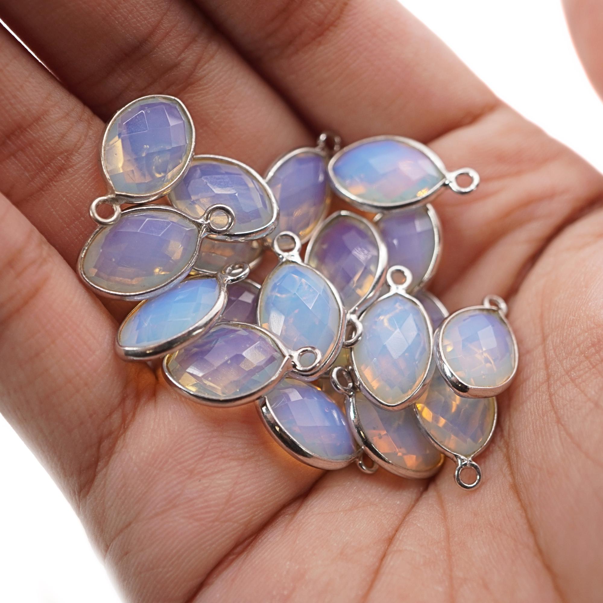 Opalite Marquise Gemstone Sterling Silver Bezel Findings Charm Pendant