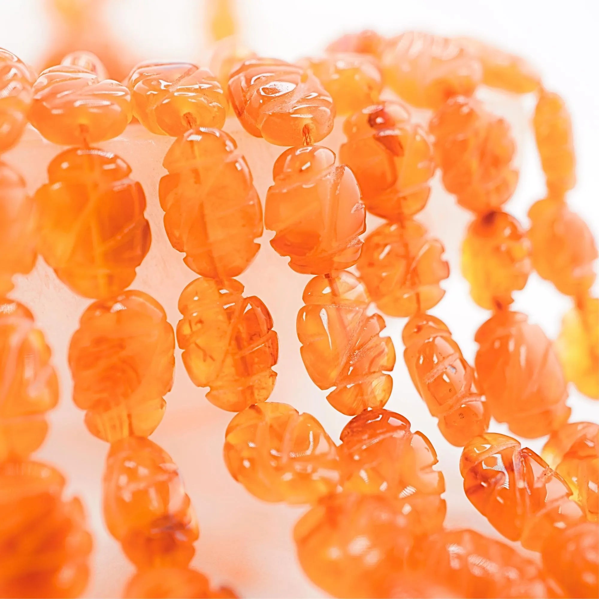 Orange Carnelian Carved Oval Shape Gemstone Strand Beads