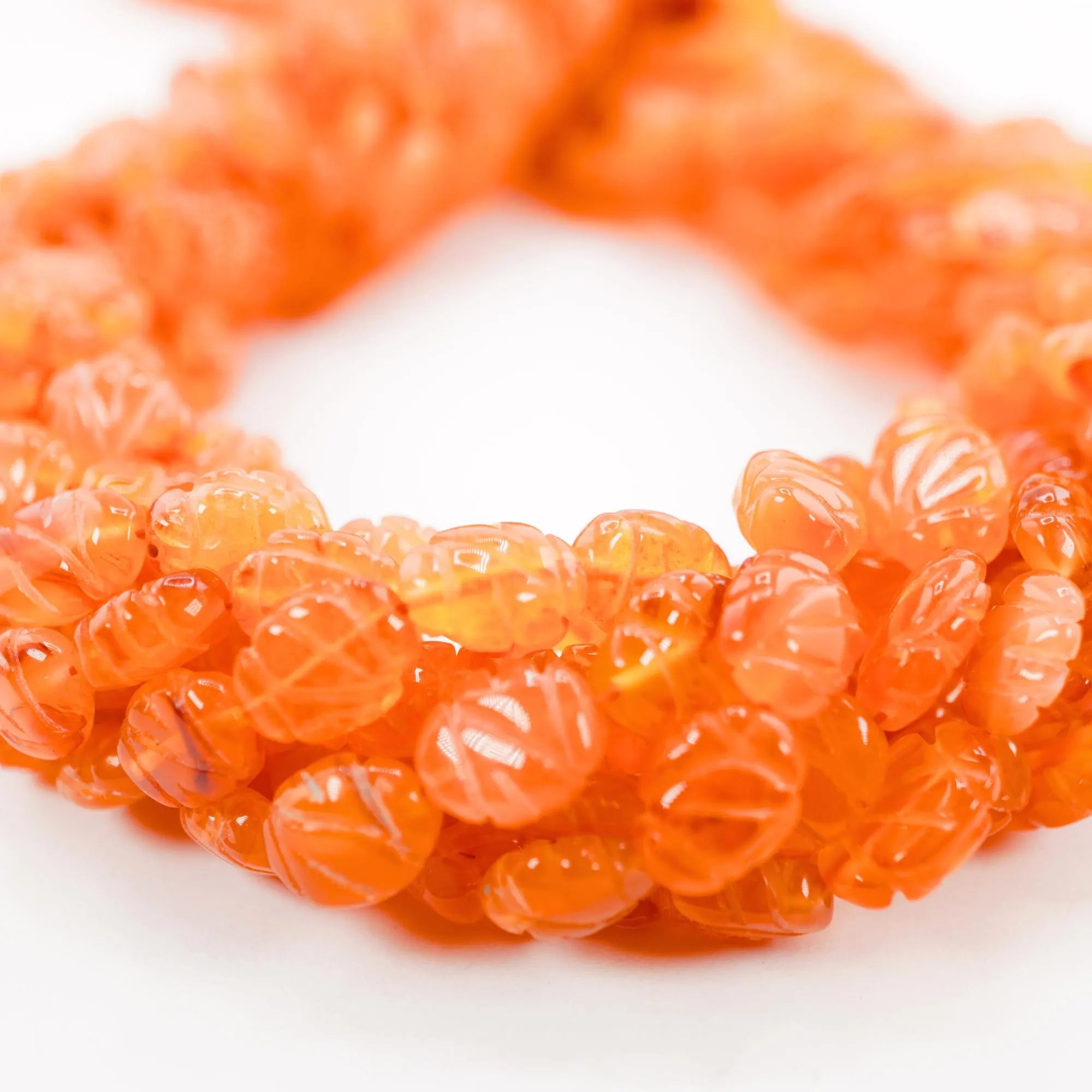 Orange Carnelian Carved Oval Shape Gemstone Strand Beads