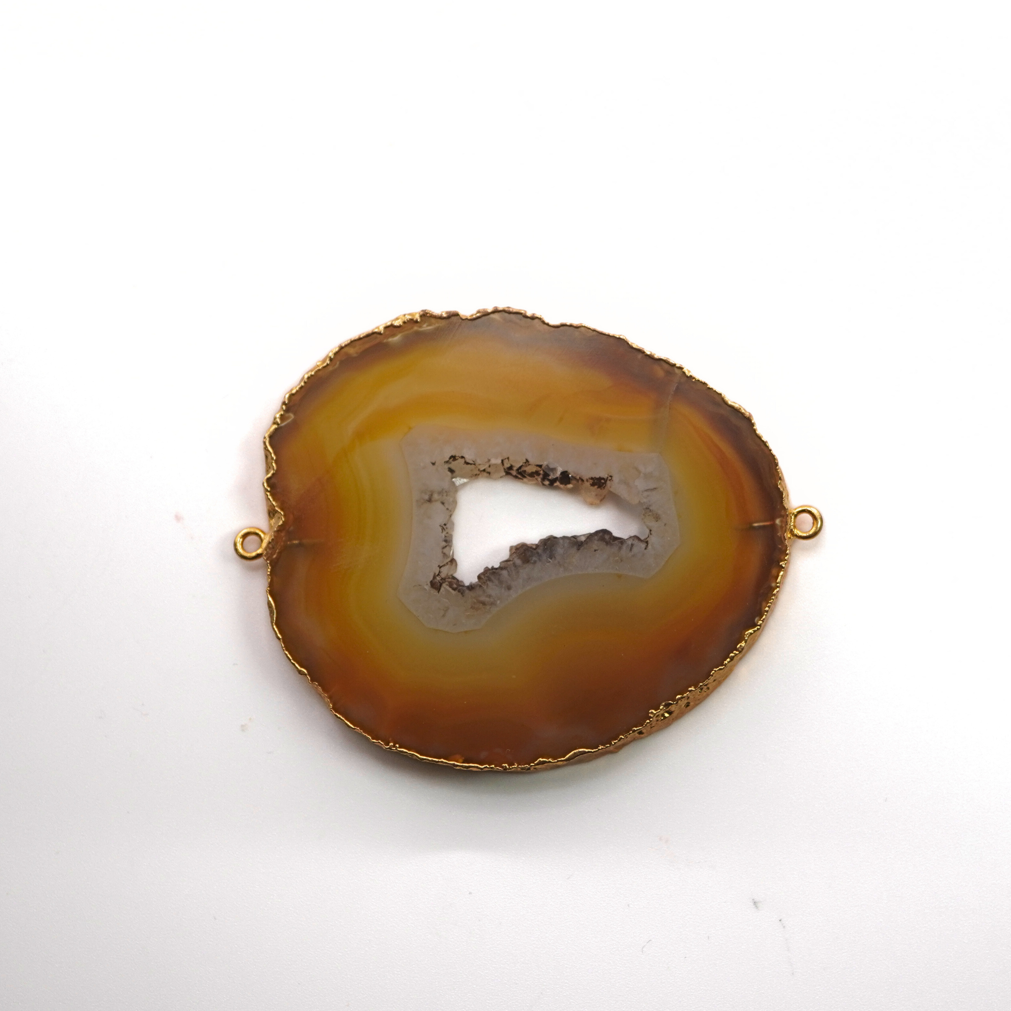 Orange Agate Gold Electroplated Beads