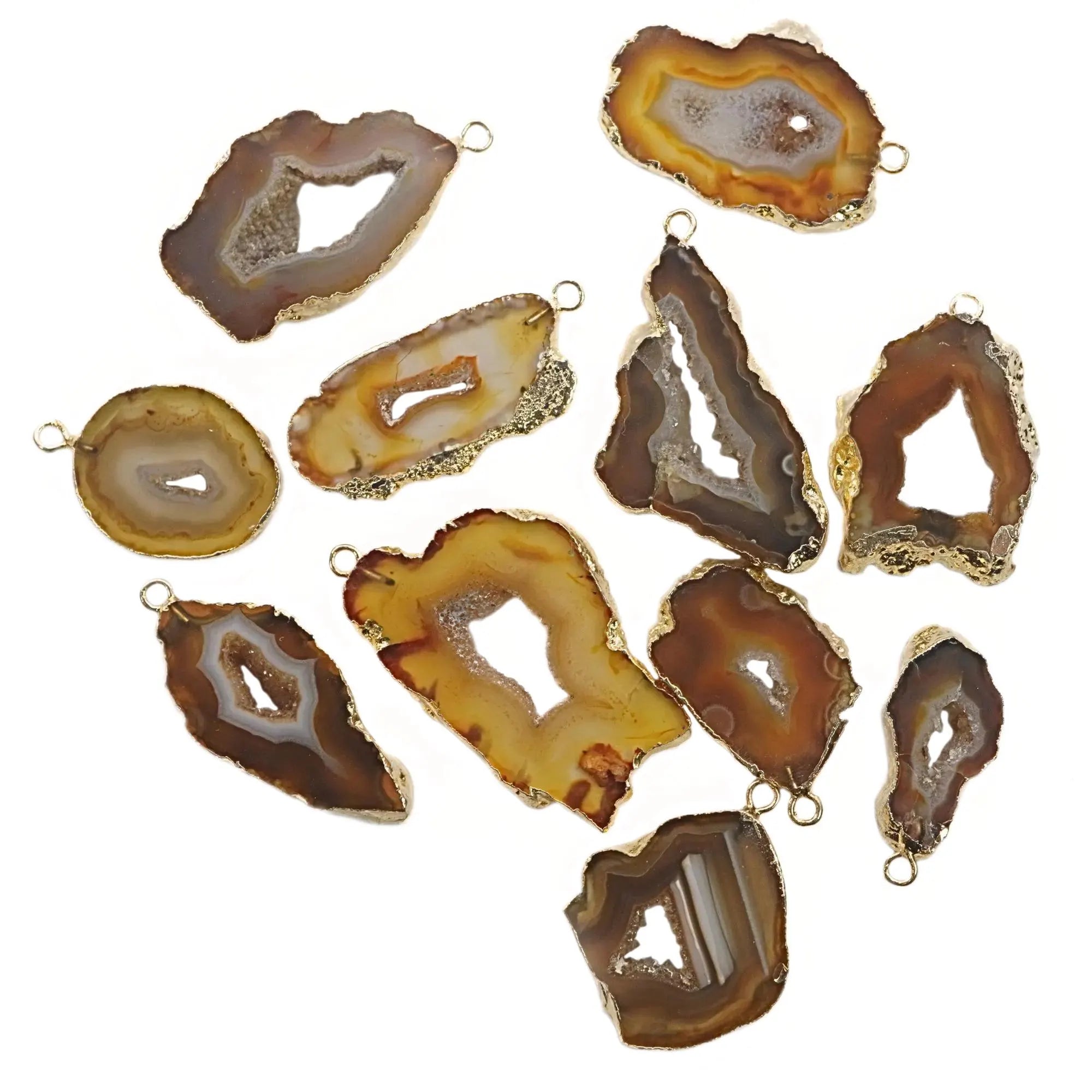 Orange Banded Agate Druzy Pendant