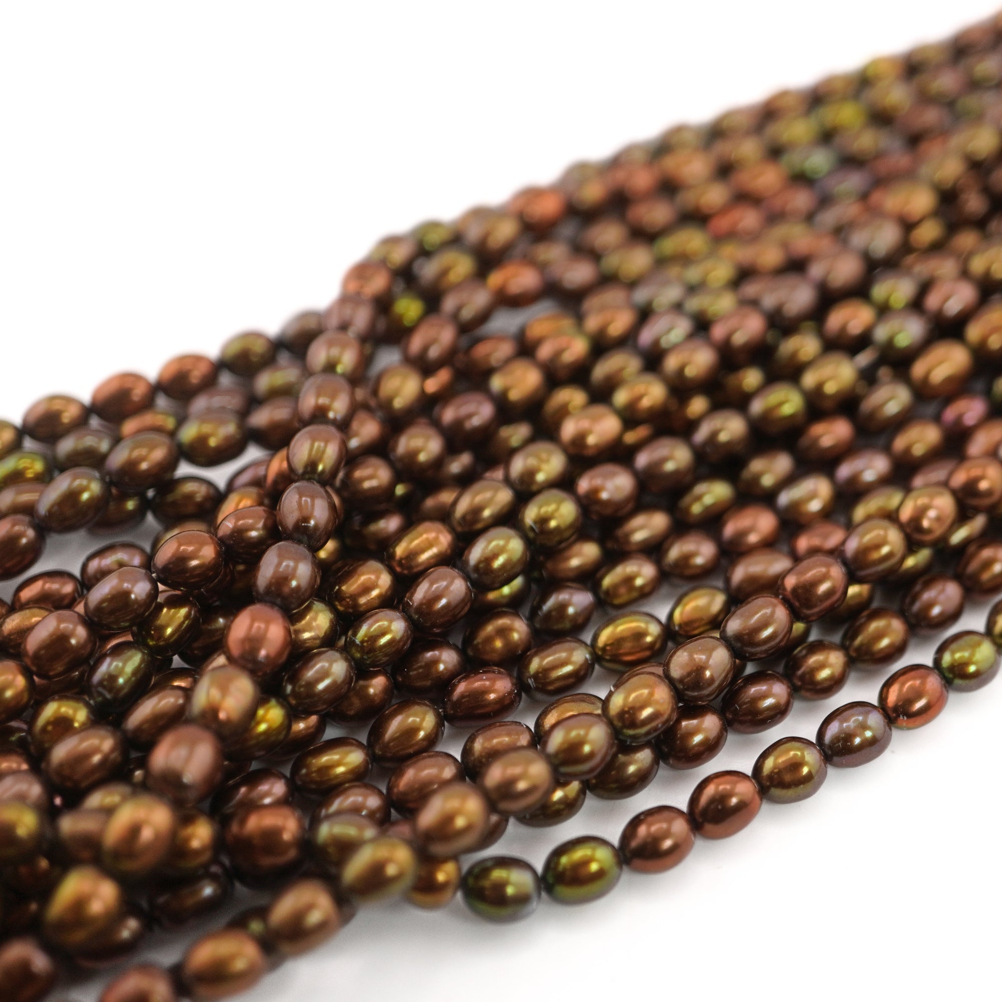 Oval Pearl Beads Gold Finish