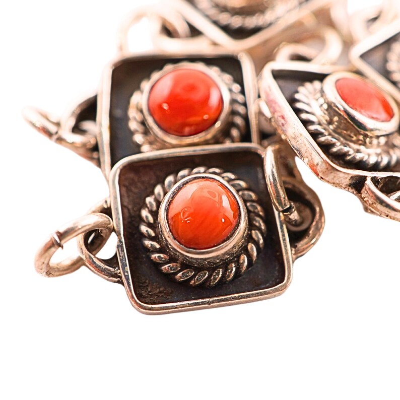 Oxidized coral connector pendant for jewelry