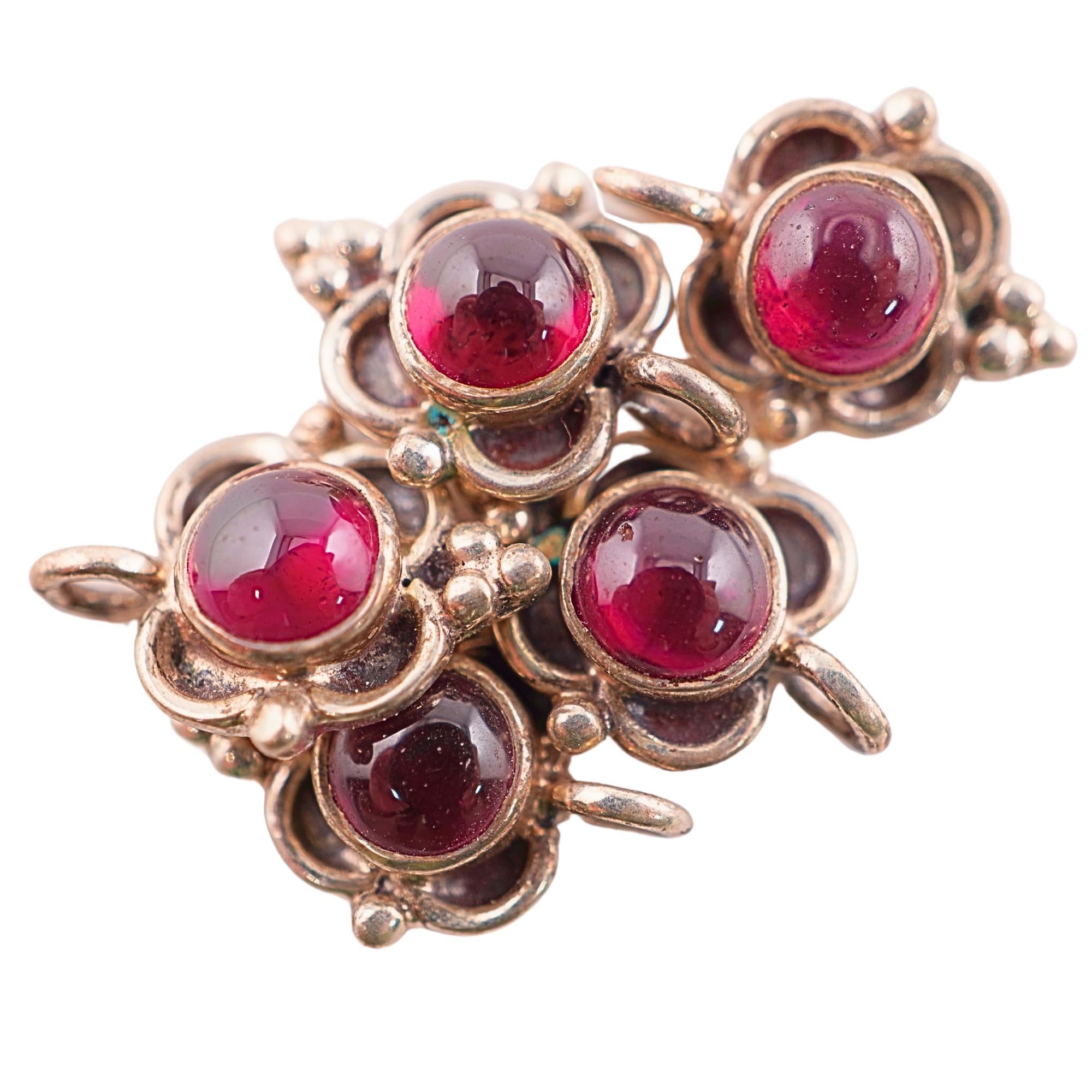 Oxidized silver pendant with garnet