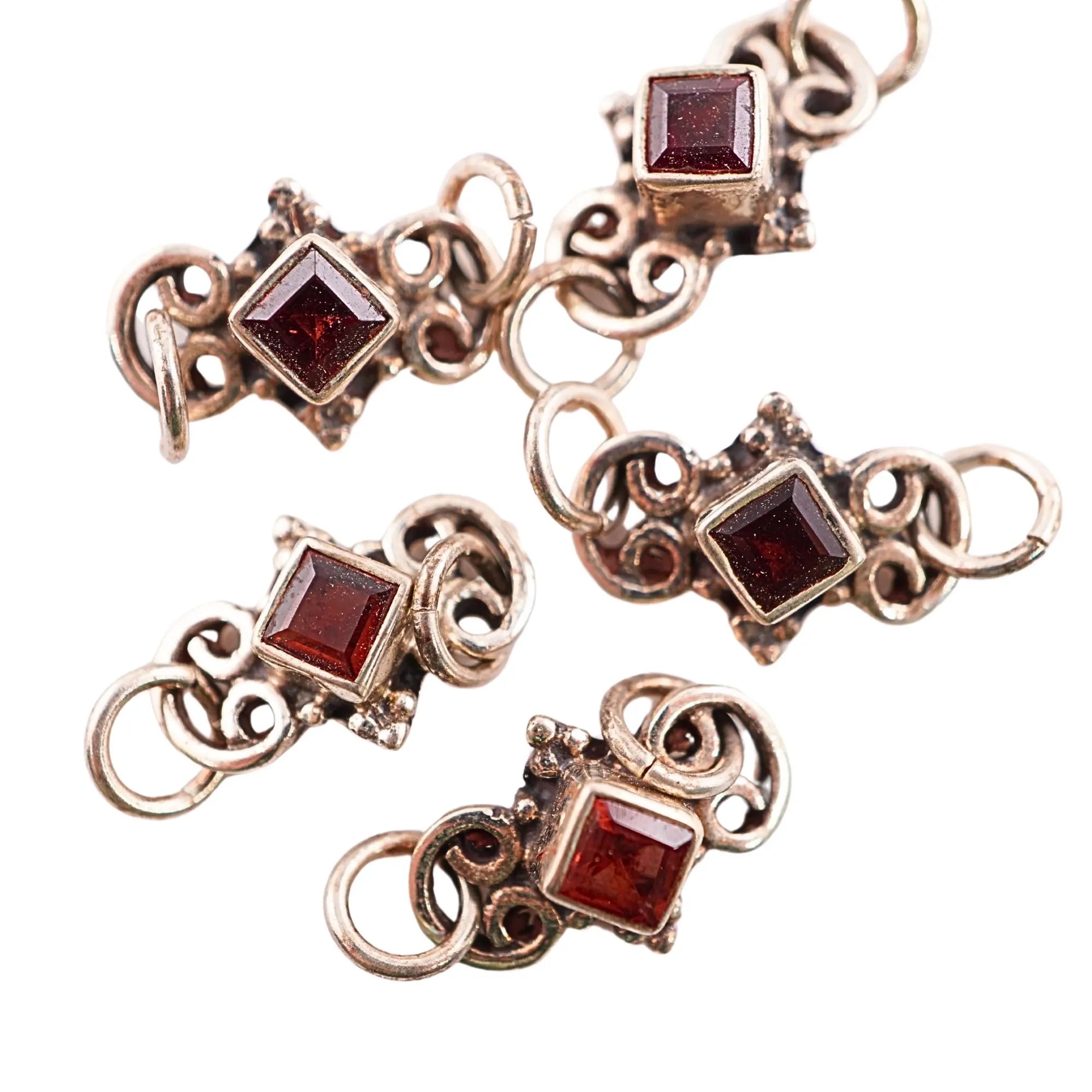 Oxidized sterling silver garnet pendant