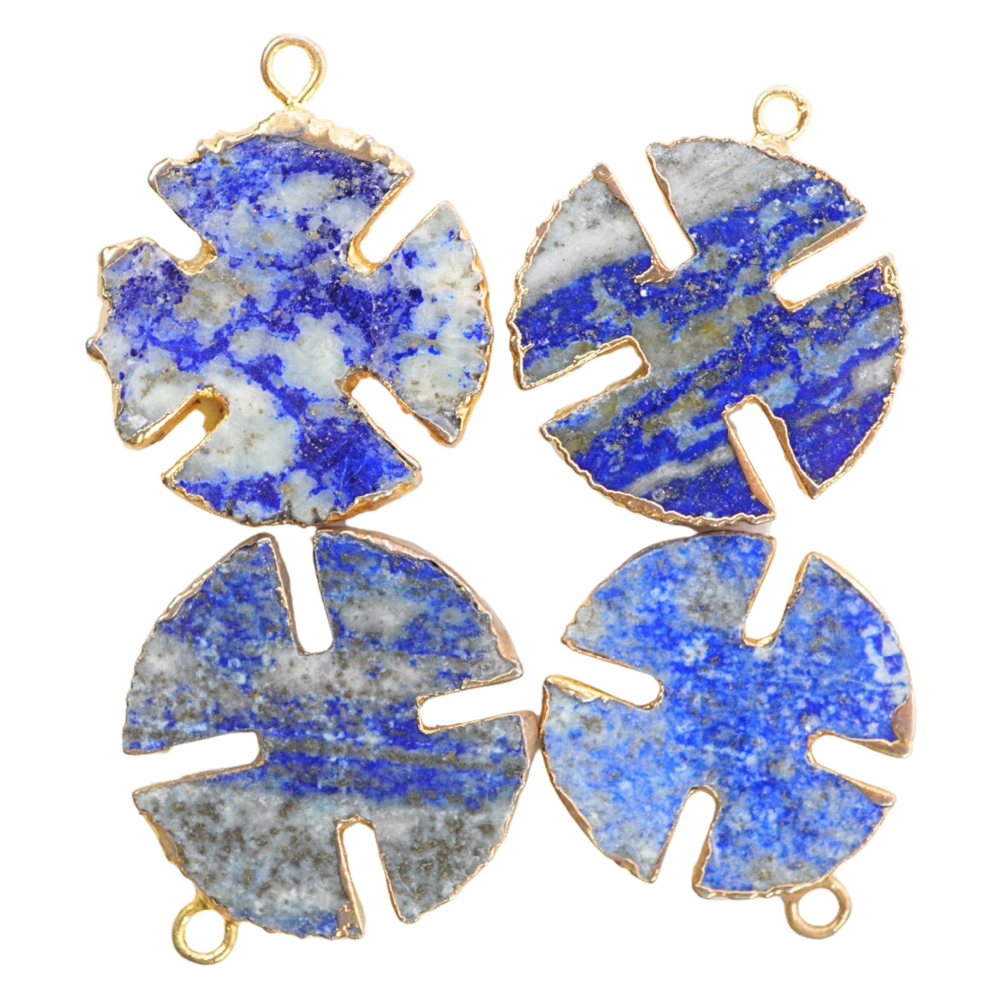 Lapis Lazuli Viking Cross Gold Electroplated Connector Pendant Charm