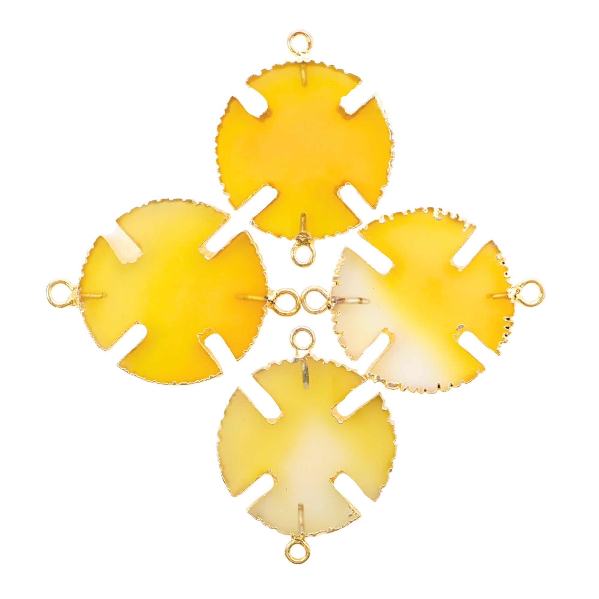 Yellow Chalcedony Viking Cross Gemstone Gold Electroplated Charm Pendant