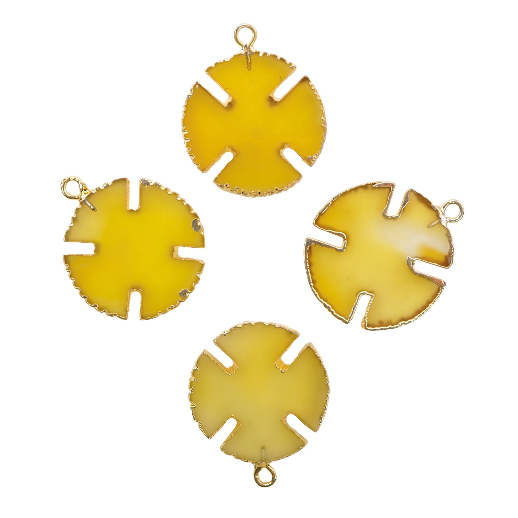 Yellow Chalcedony Viking Cross Gemstone Gold Electroplated Charm Pendant