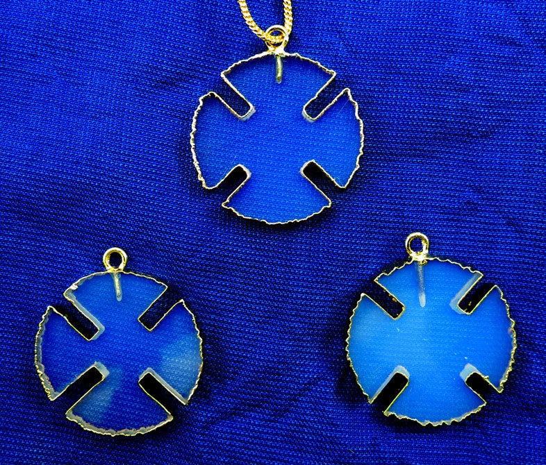 Opalite Smooth Viking Cross Gemstone Gold Electroplated Charm Pendant