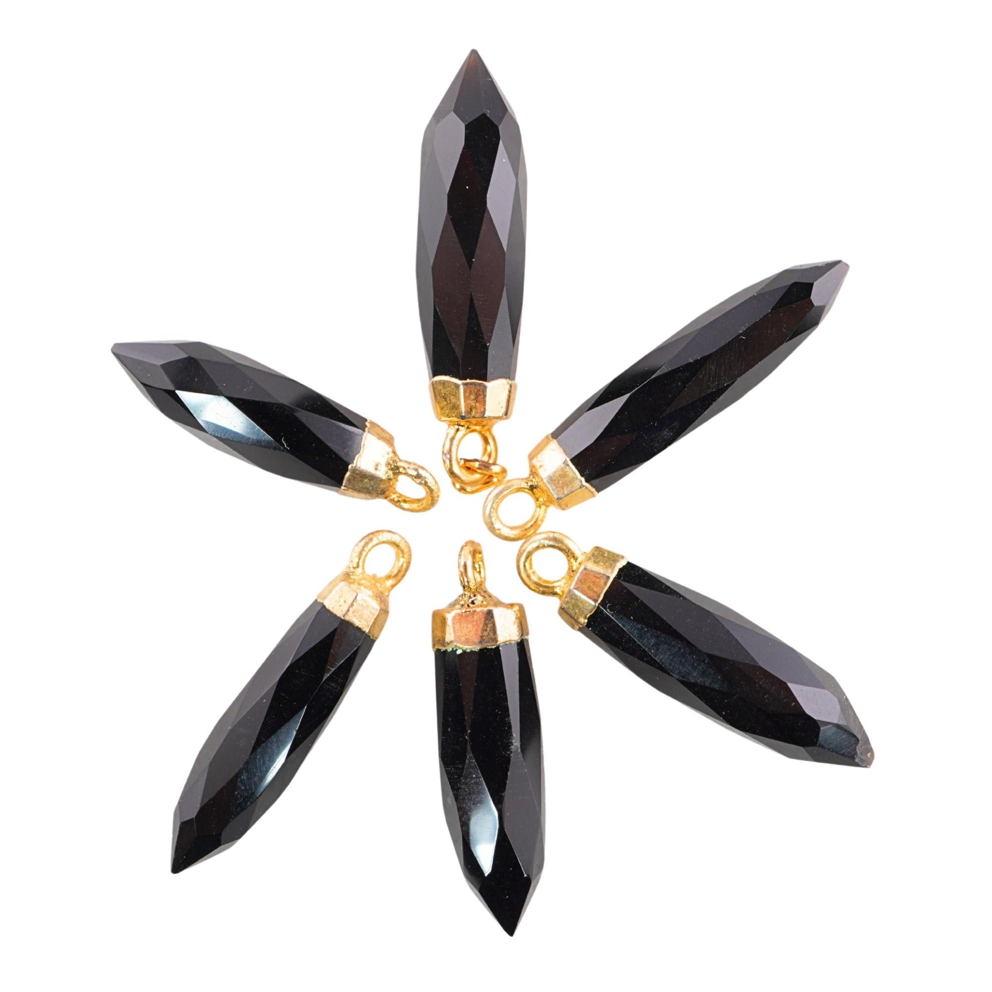 Black Onyx Bullet Shape Gemstone Gold Electroplated Charm Pendant