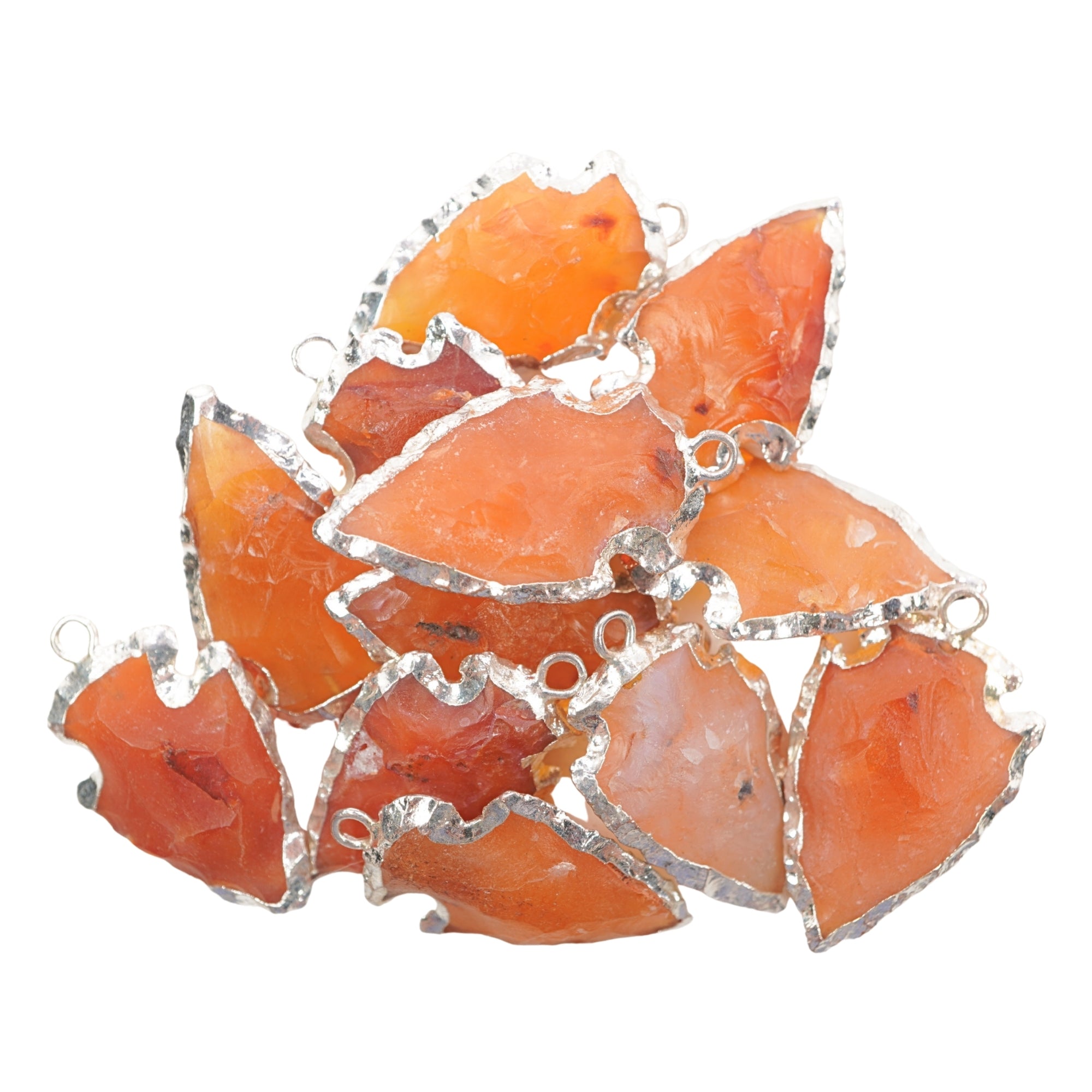 Carnelian Arrowhead Shape Gemstone Silver Electroplated Charm Pendant