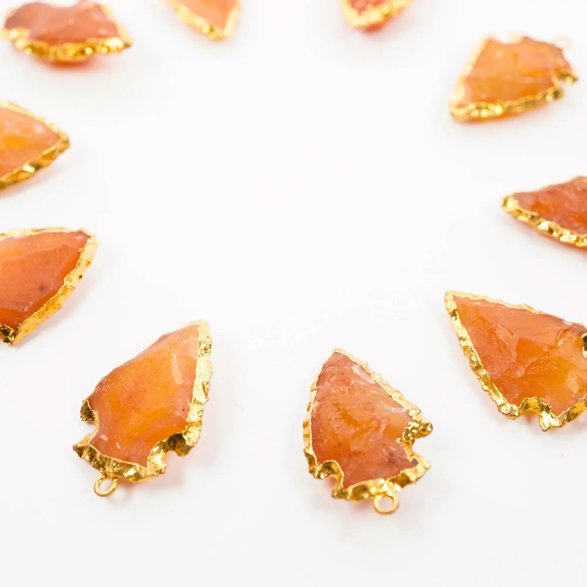 Carnelian Arrowhead Shape Gemstone Gold Electroplated Charm Pendant