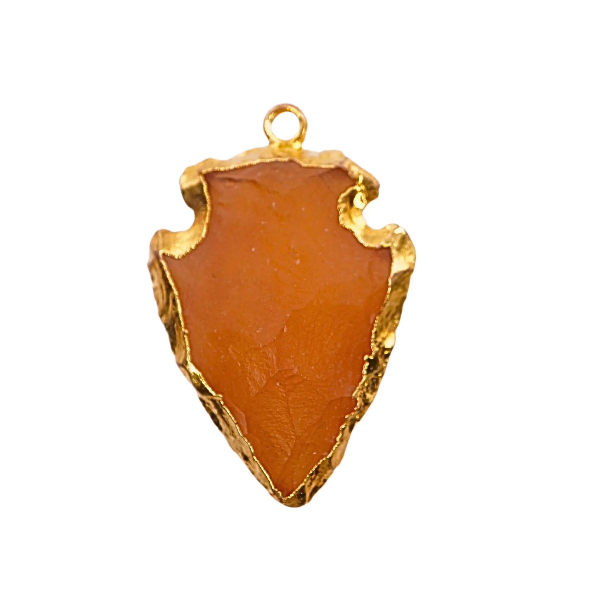 Carnelian Arrowhead Shape Gemstone Gold Electroplated Charm Pendant