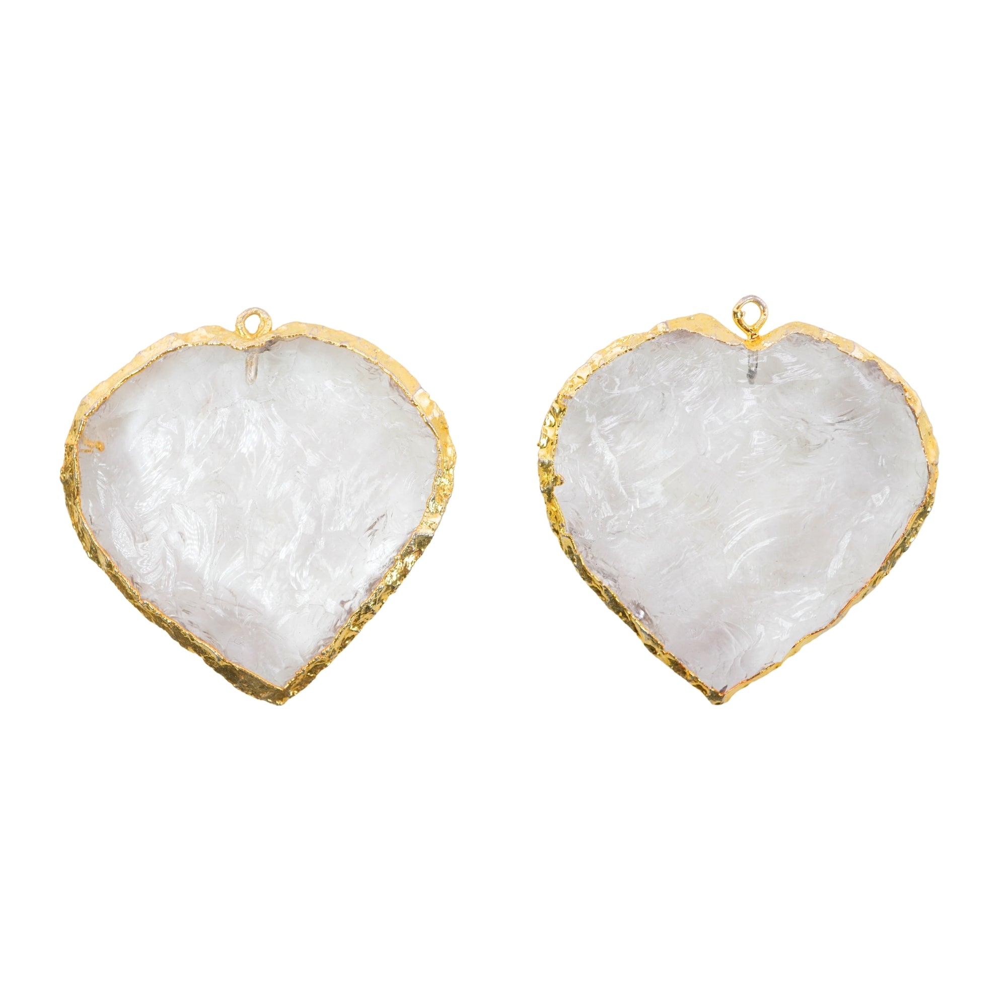 Hydro Quartz Heart Shape Gemstone Gold Electroplated Charm Pendant 35 X 36 To 45 X 44 MM