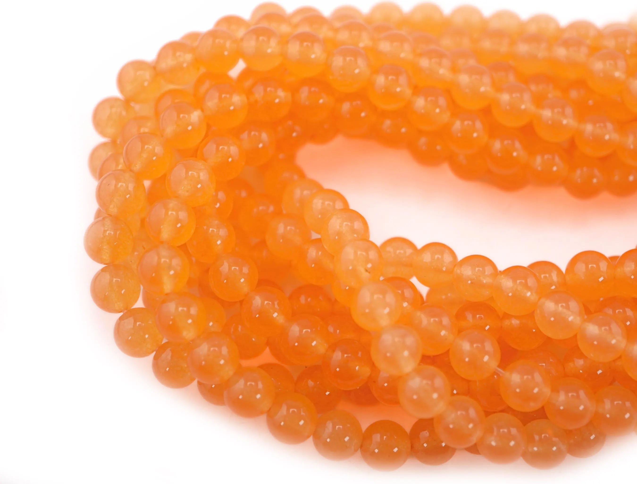 Peach Chalcedony Round Shape Gemstone Strand Beads