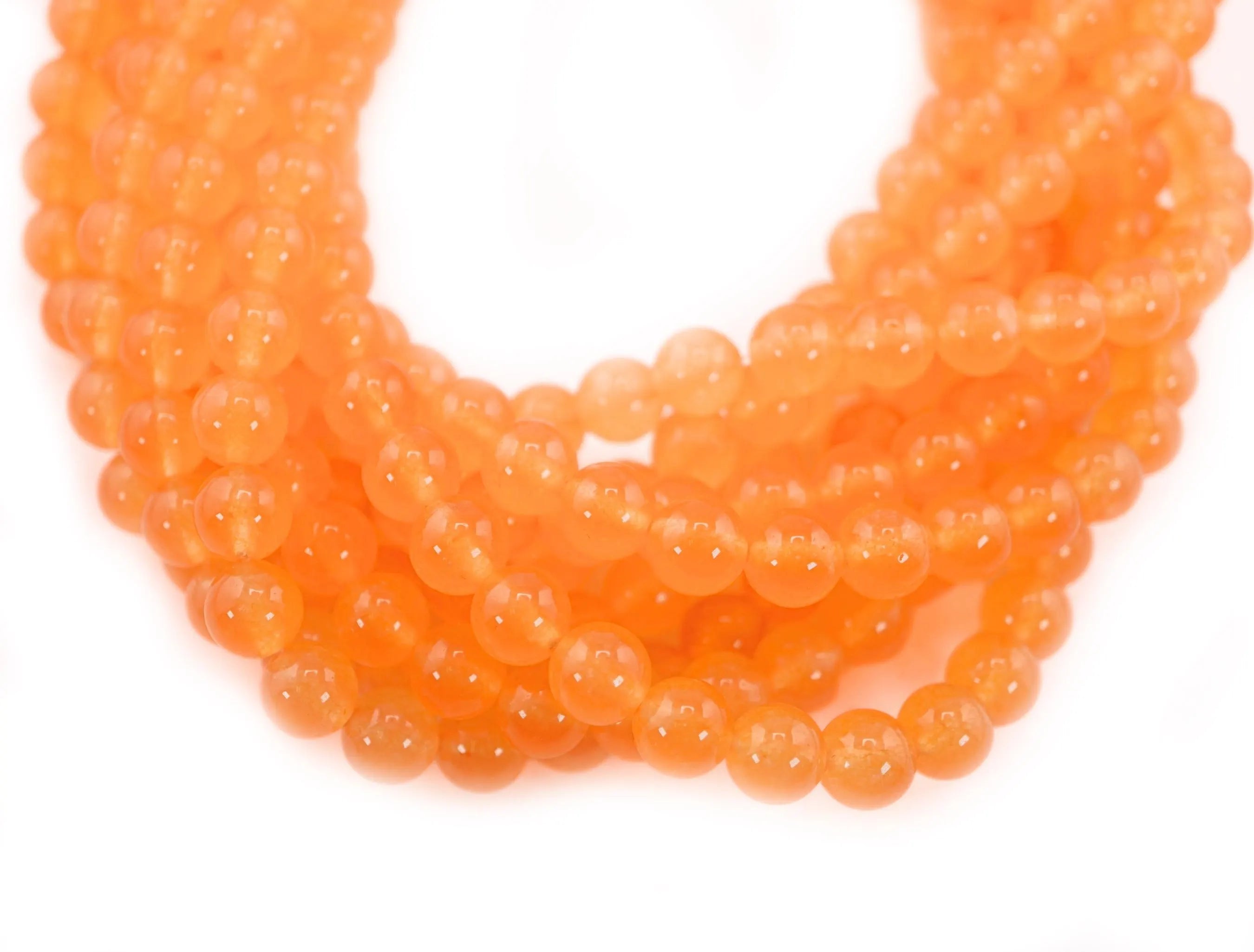 Peach Chalcedony Round Shape Gemstone Strand Beads