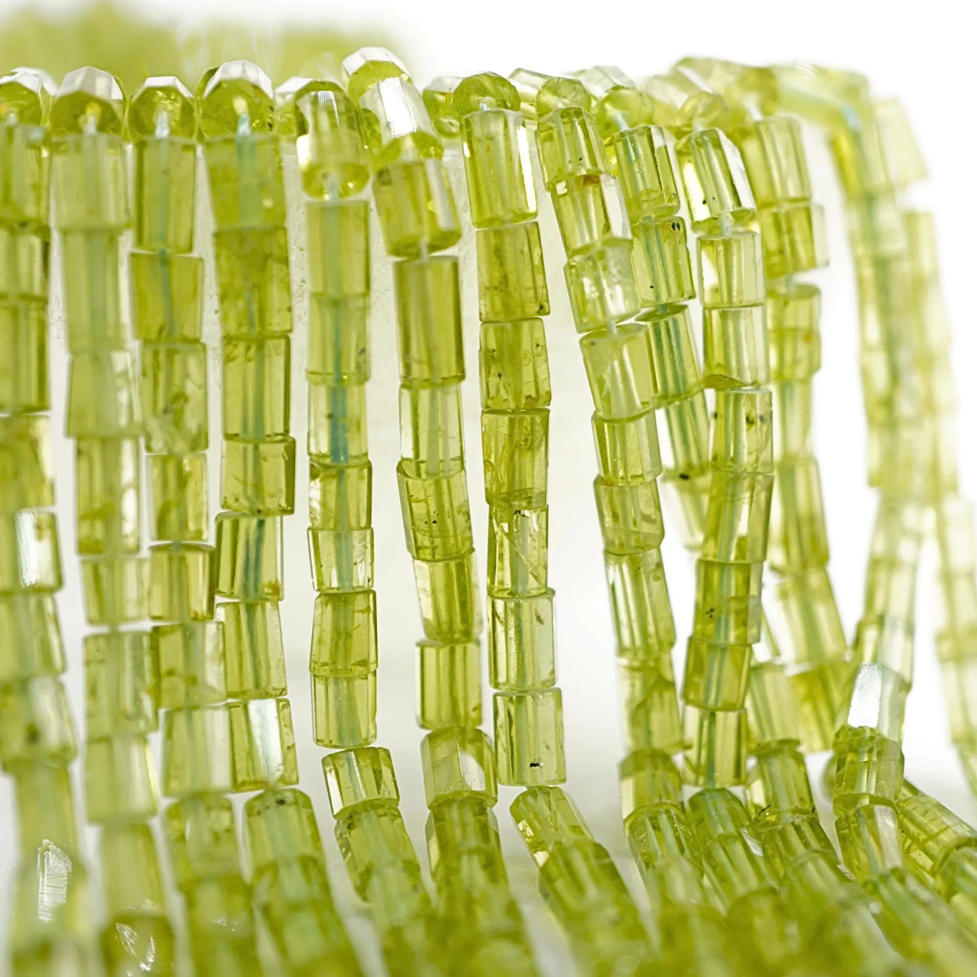 Peridot Faceted Barrel Shape Gemstone Strand Beads