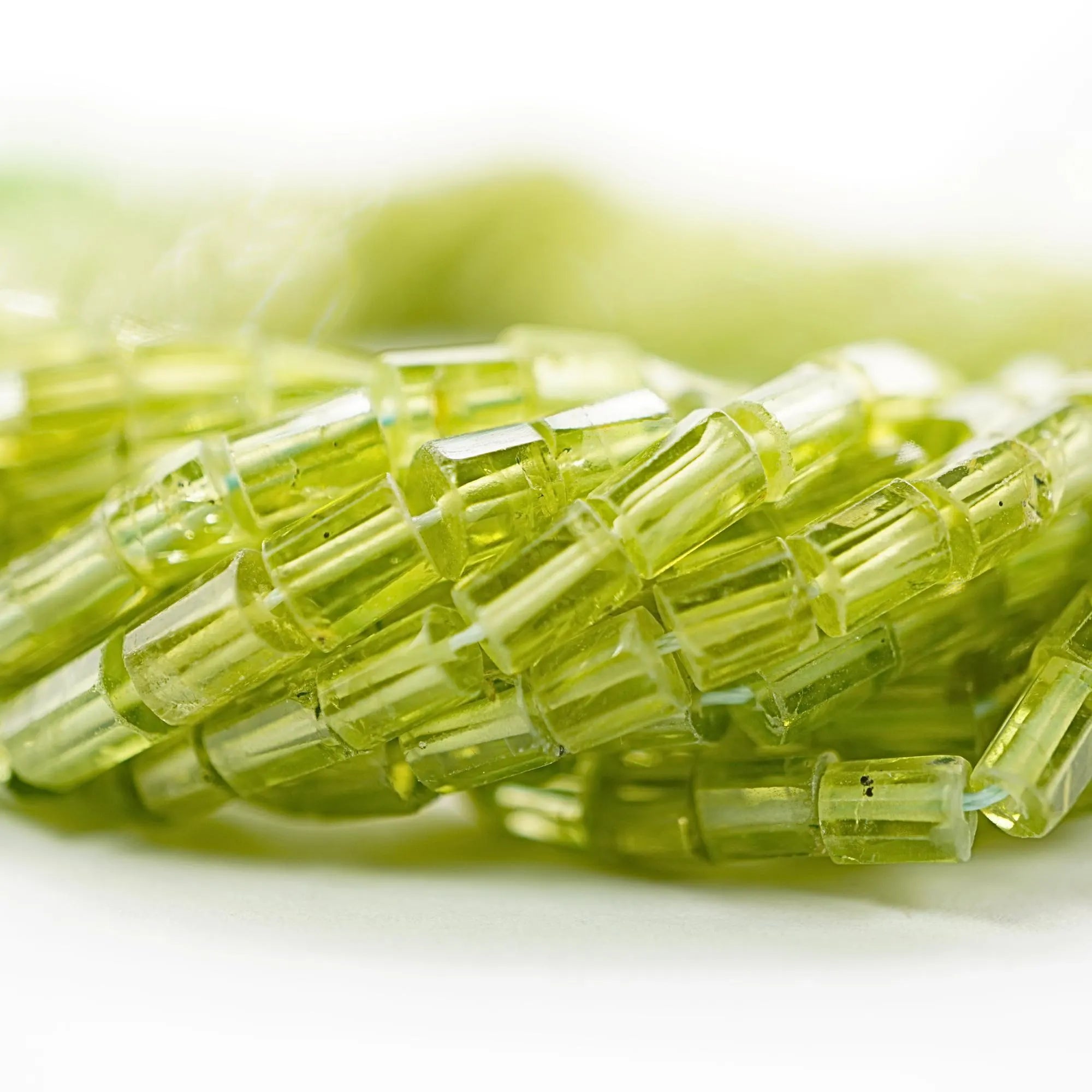 Peridot Faceted Barrel Shape Gemstone Strand Beads