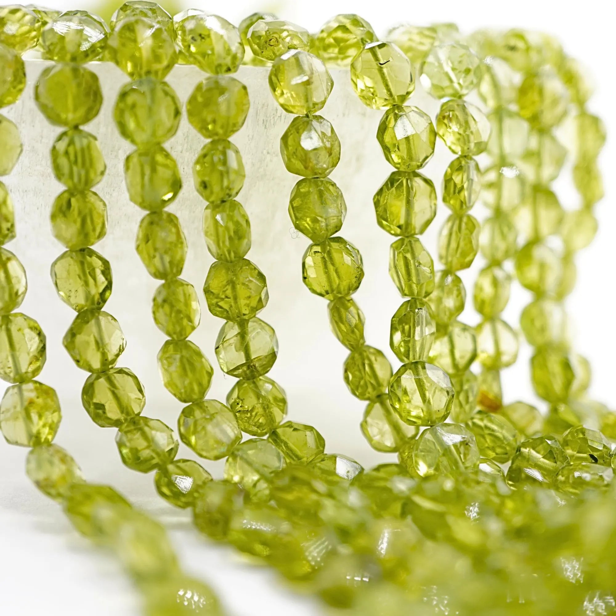 Peridot Faceted Hexagon Shape Gemstone Strand Beads
