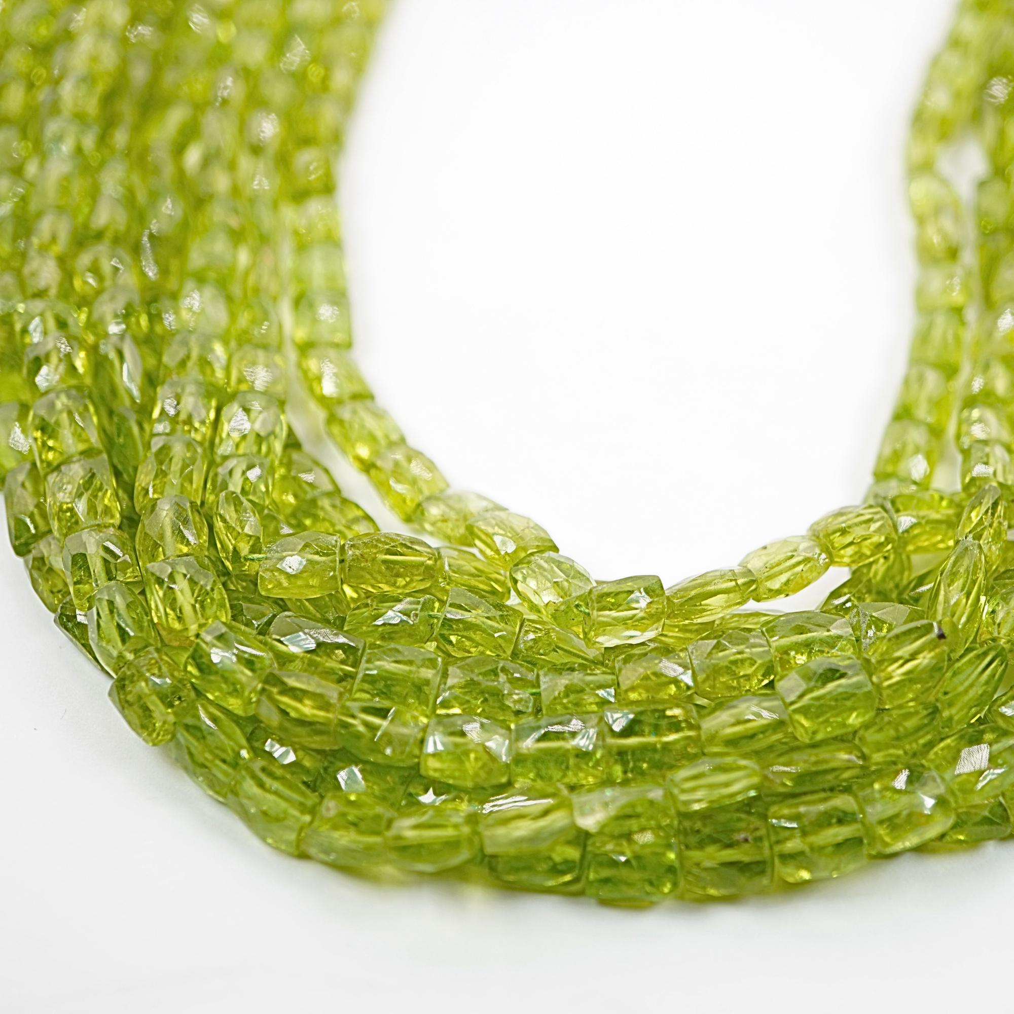 Peridot Faceted Rectangle Shape Gemstone Strand Beads