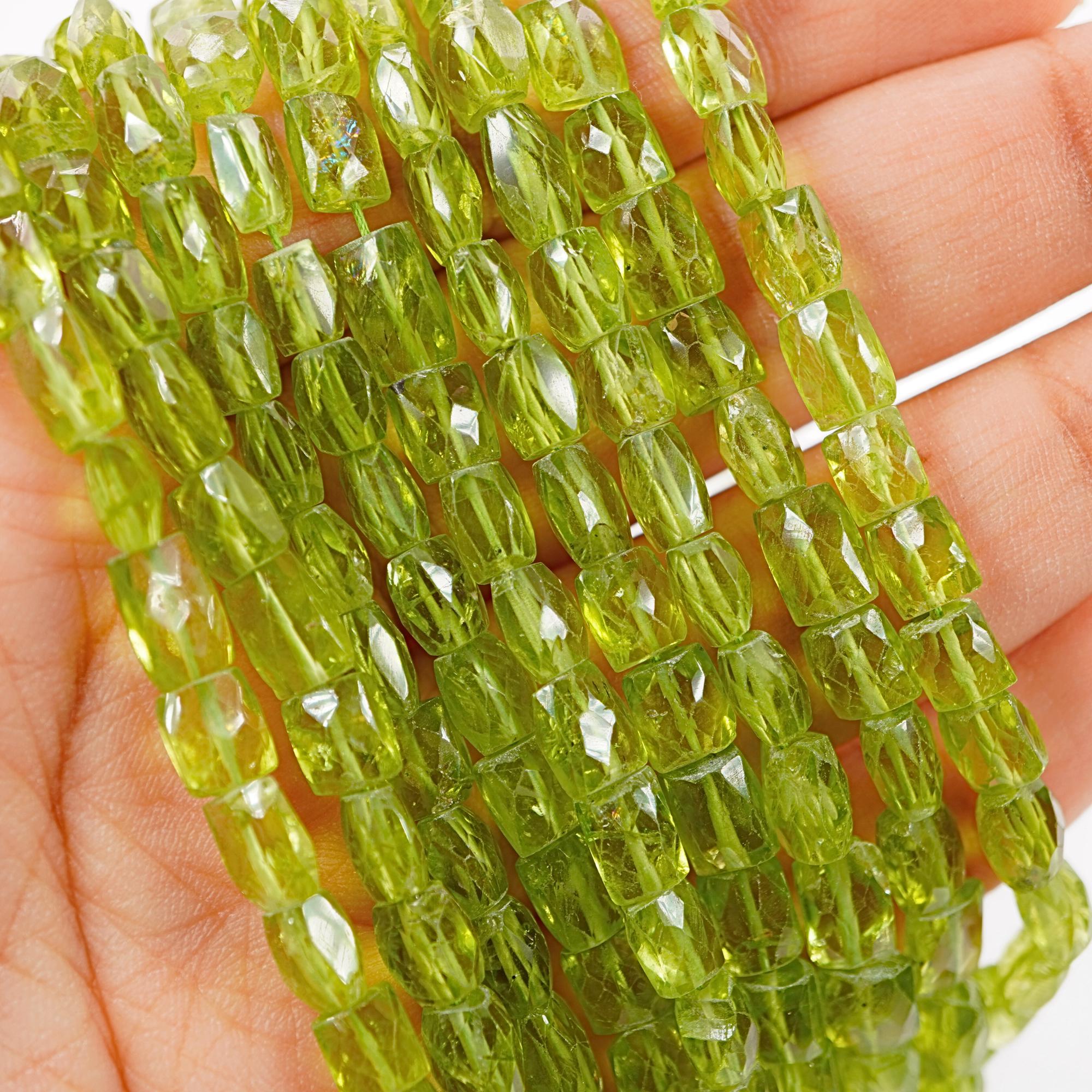 Peridot Faceted Rectangle Shape Gemstone Strand Beads