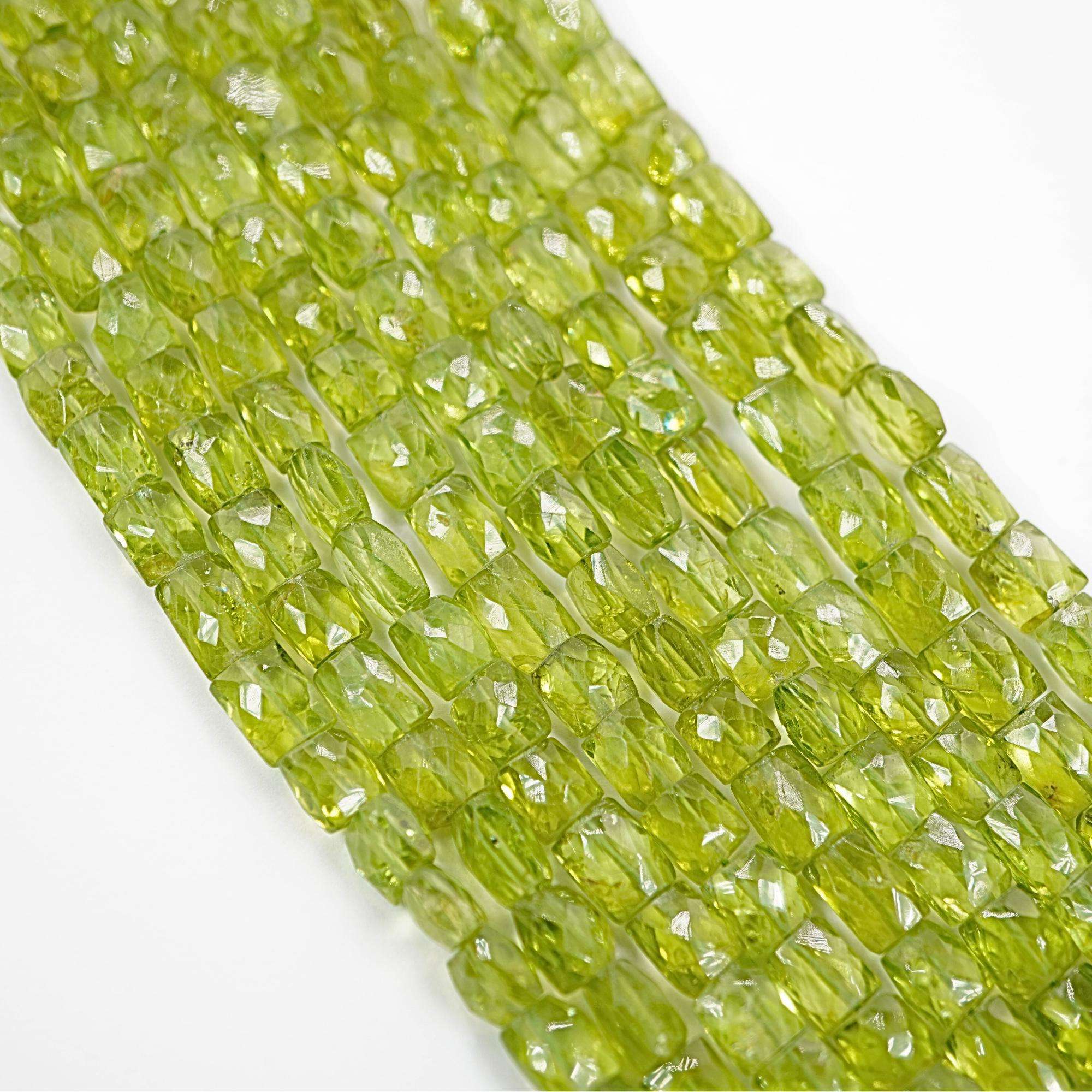 Peridot Faceted Rectangle Shape Gemstone Strand Beads