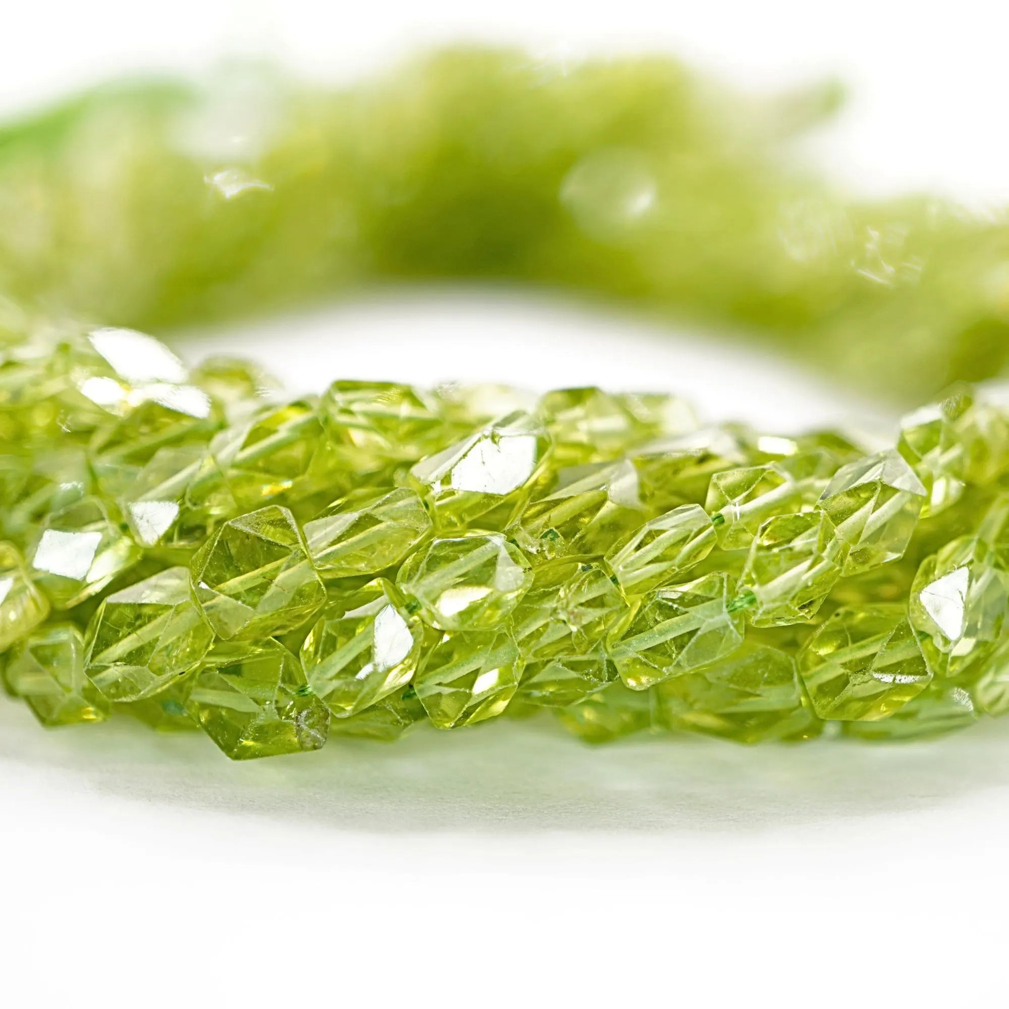Peridot Faceted Rectangle Shape Gemstone Strand Beads