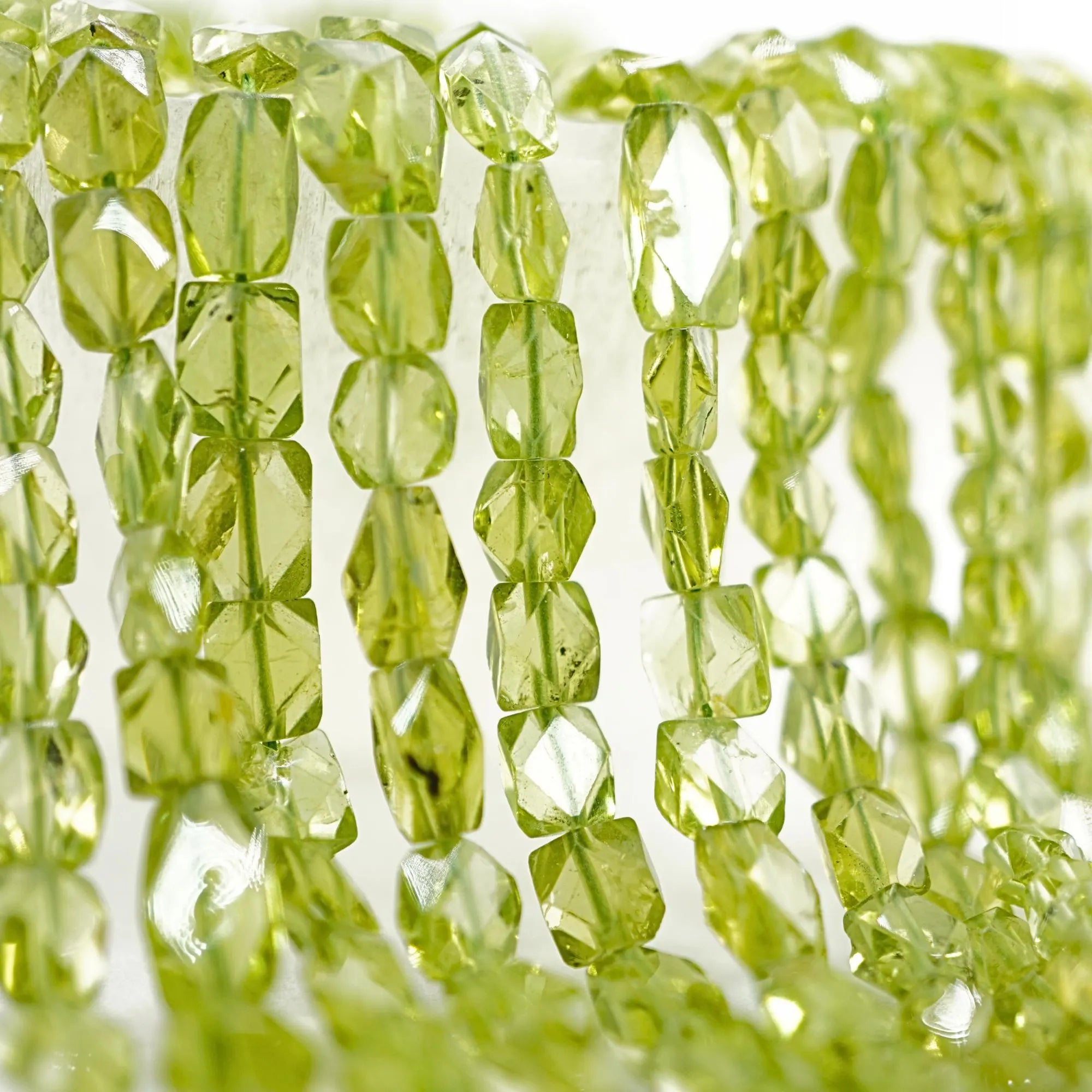 Peridot Faceted Rectangle Shape Gemstone Strand Beads