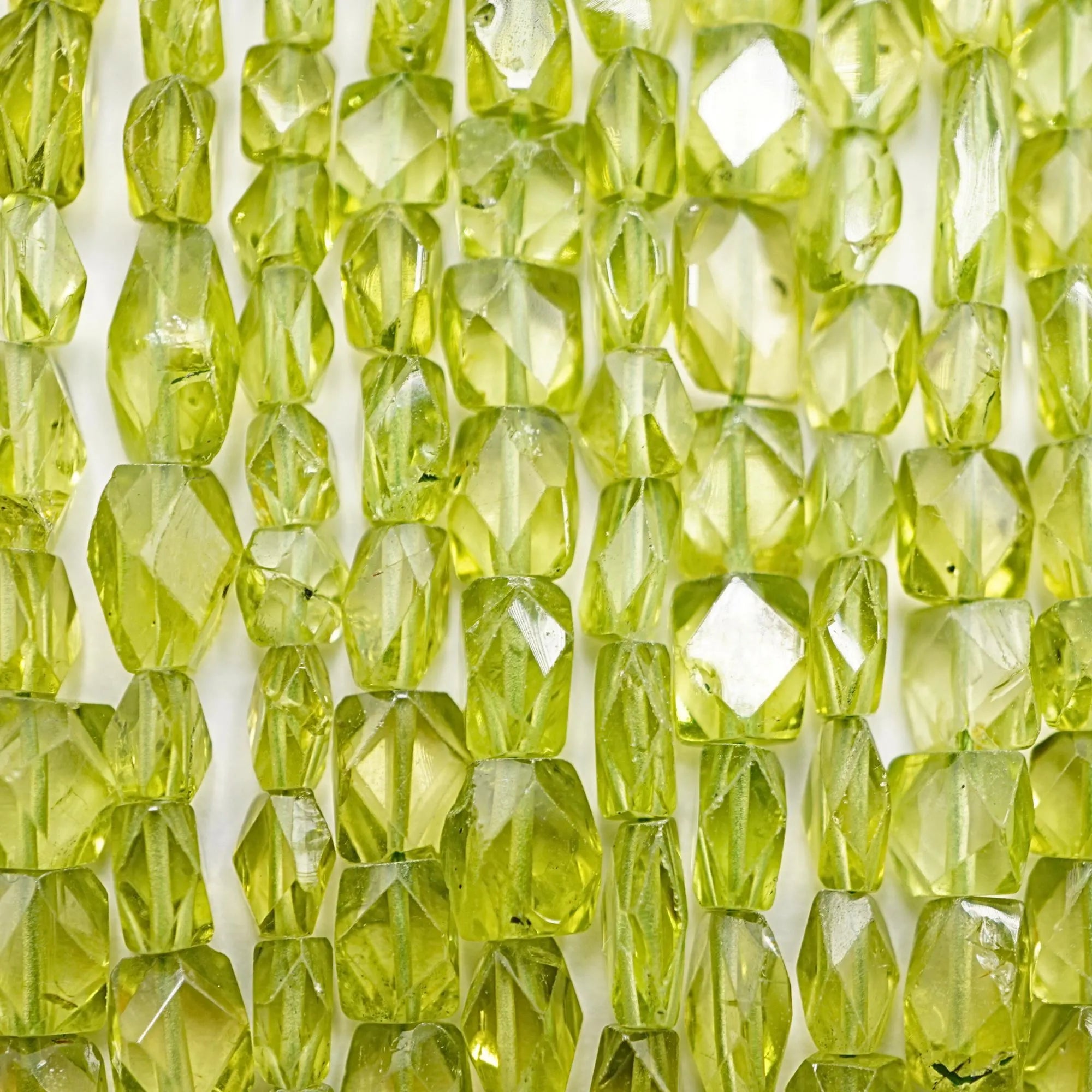 Peridot Faceted Rectangle Shape Gemstone Strand Beads
