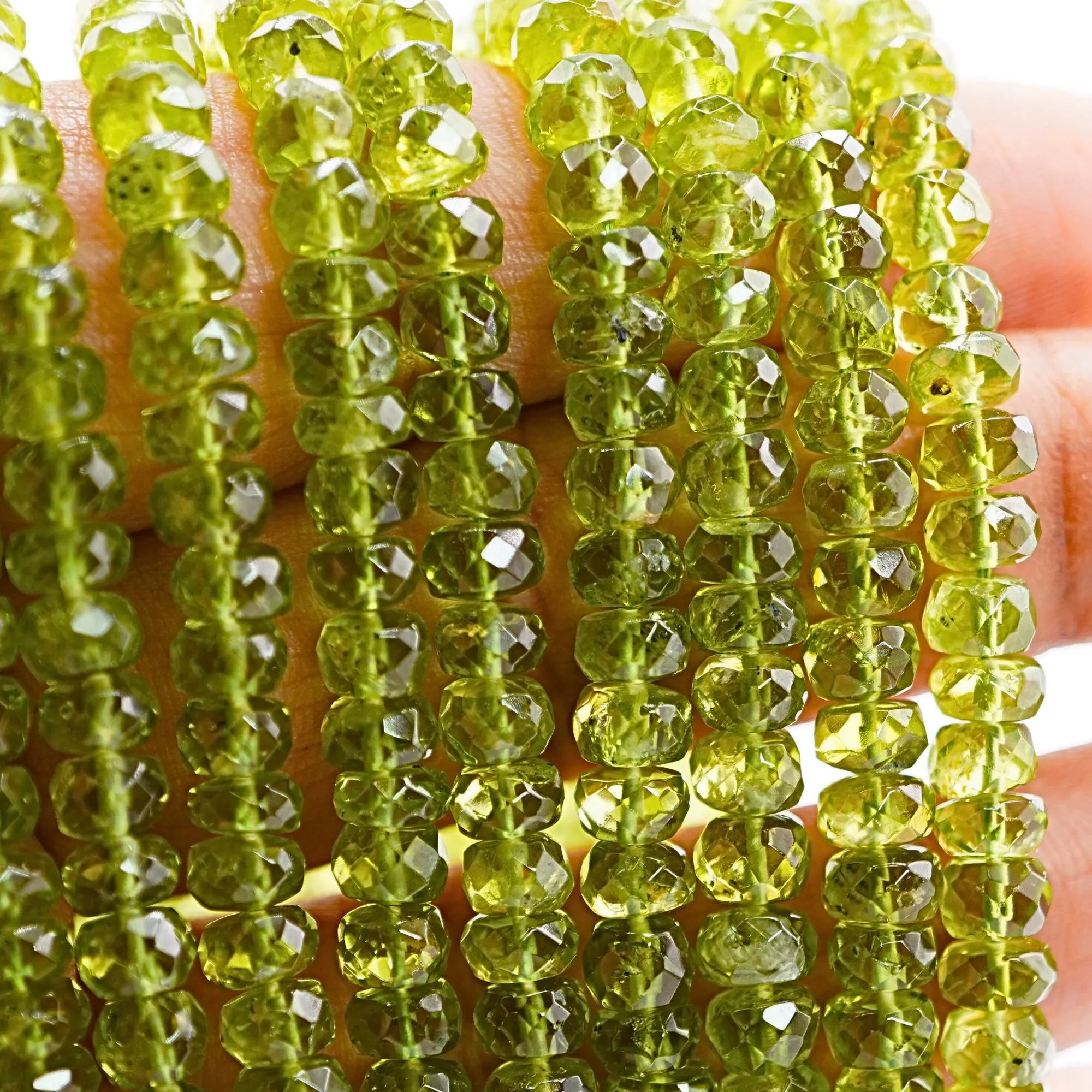 Peridot Faceted Rondelle Shape Gemstone Beads