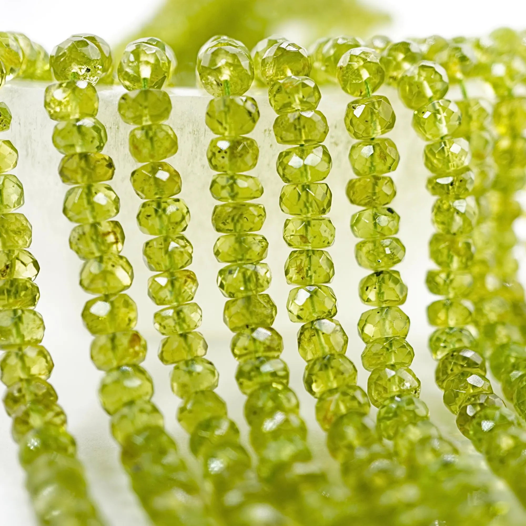 Peridot Faceted Rondelle Shape Gemstone Beads