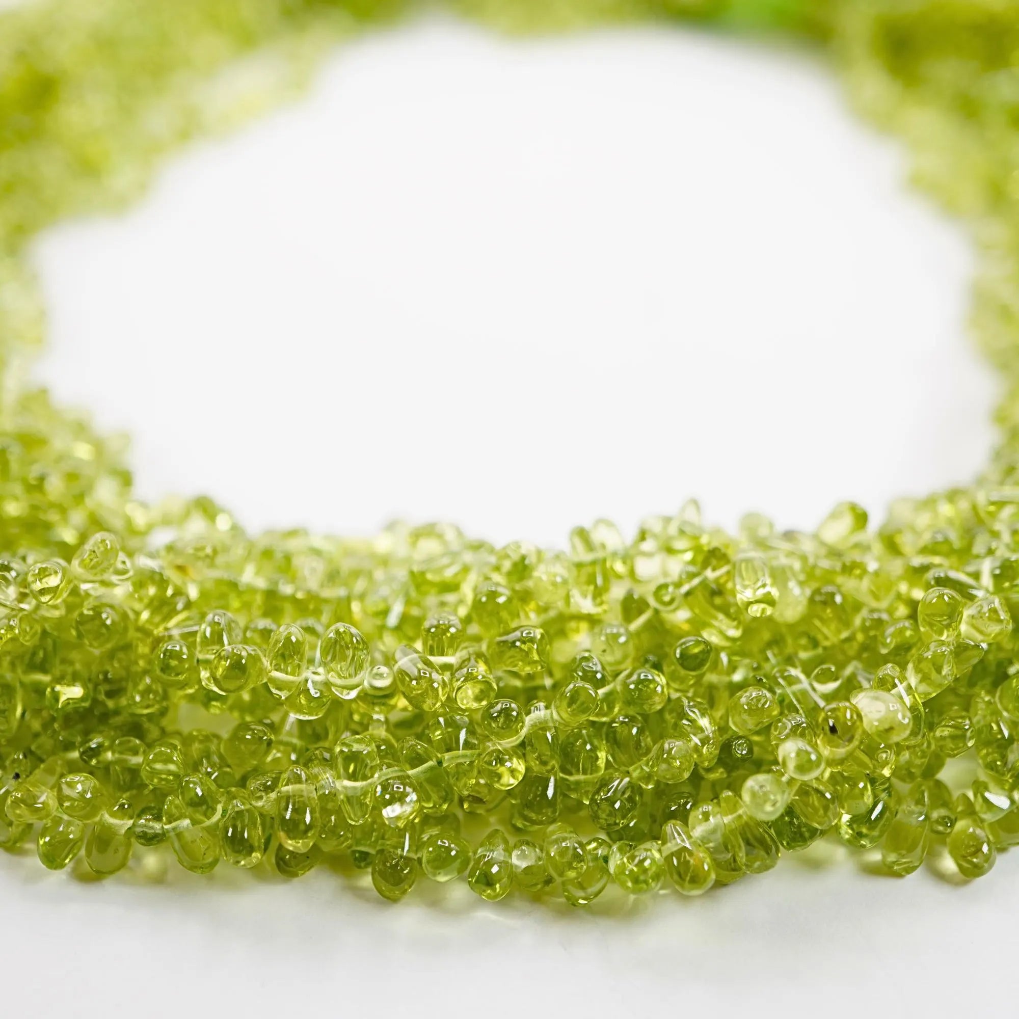 Peridot Faceted Teardrop Shape Gemstone Strand Beads