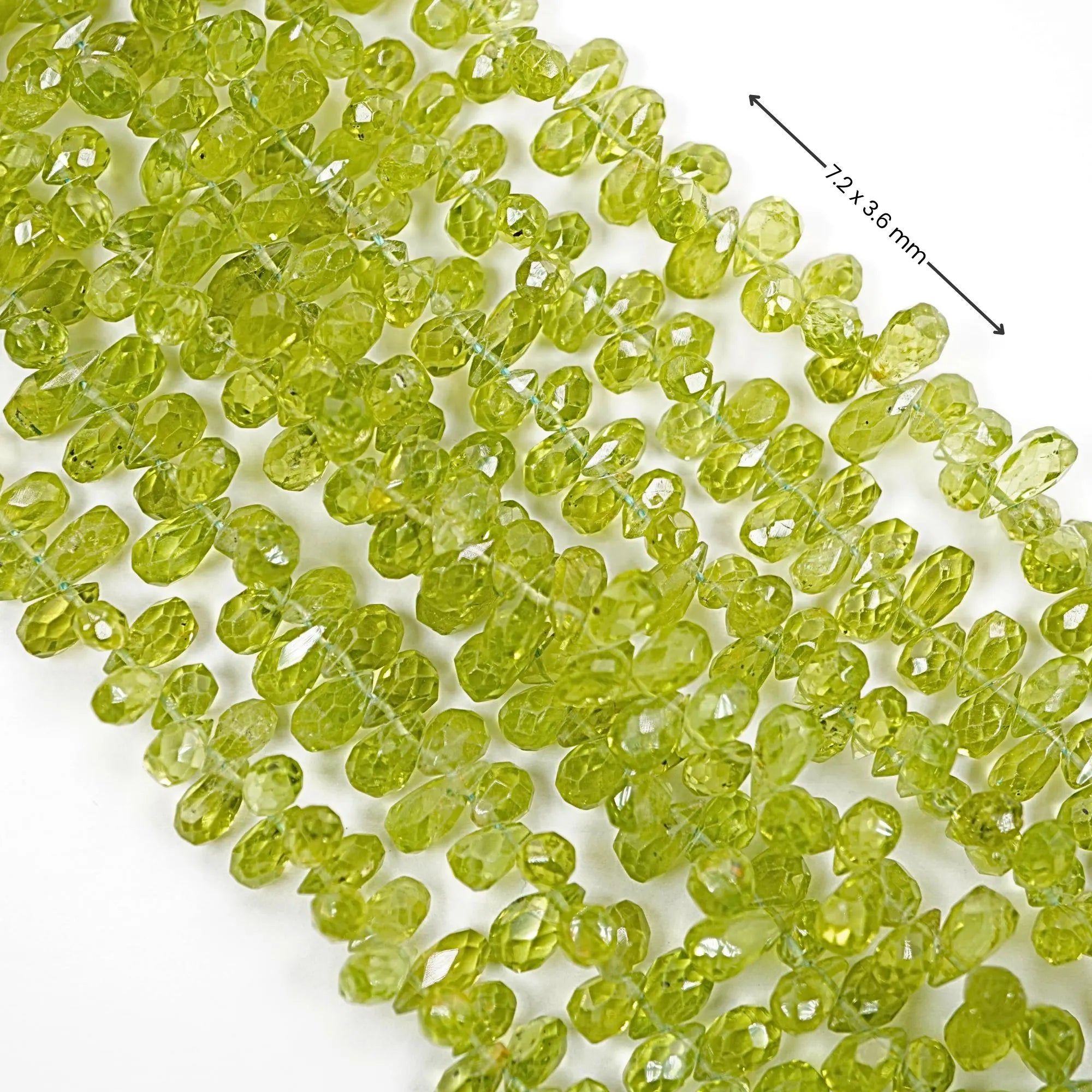 Peridot Faceted Teardrop Shape Gemstone Strand Beads