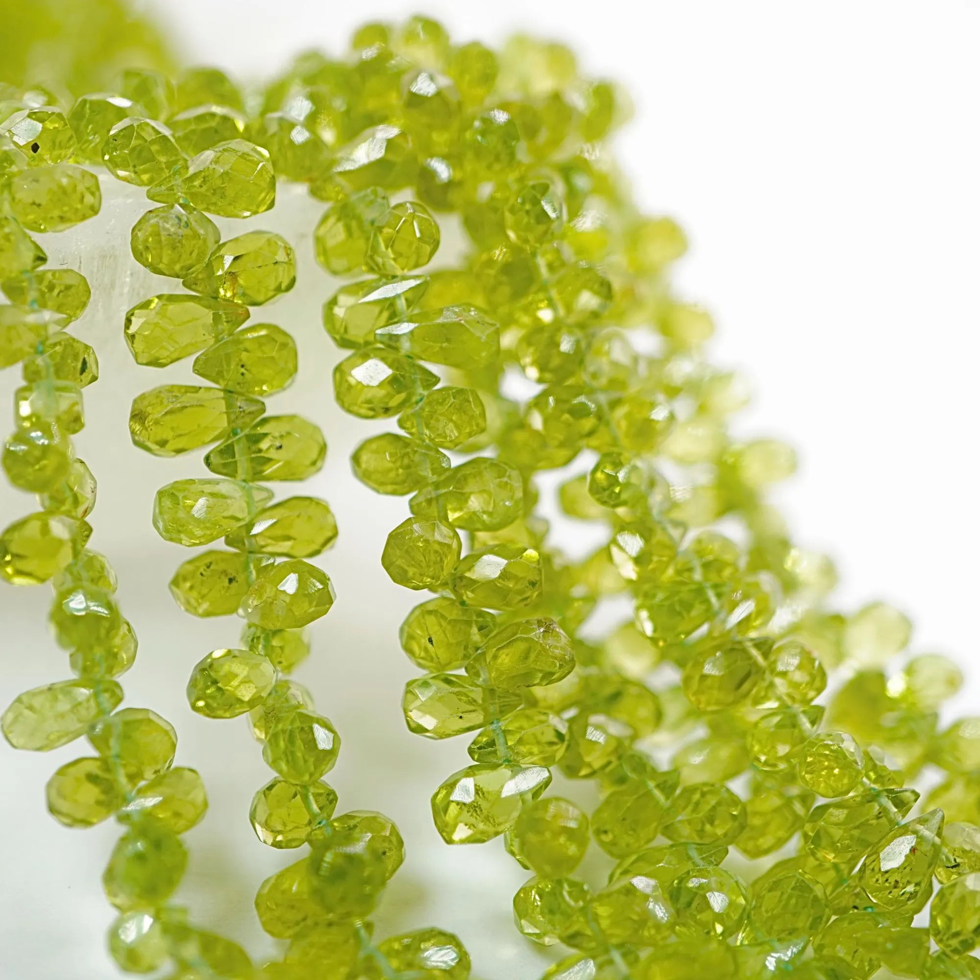 Peridot Faceted Teardrop Shape Gemstone Strand Beads