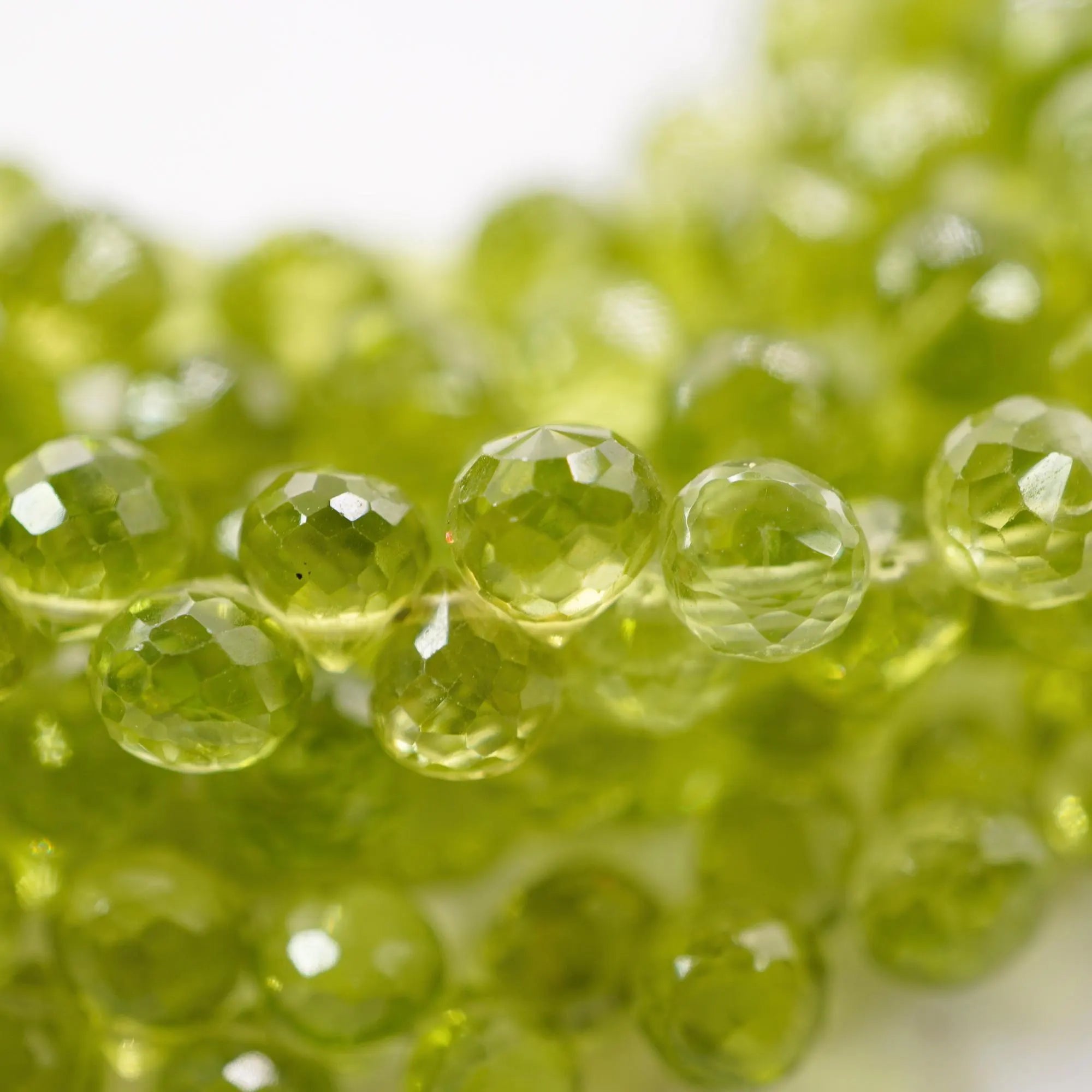 Peridot Faceted Teardrop Shape Gemstone Strand Beads