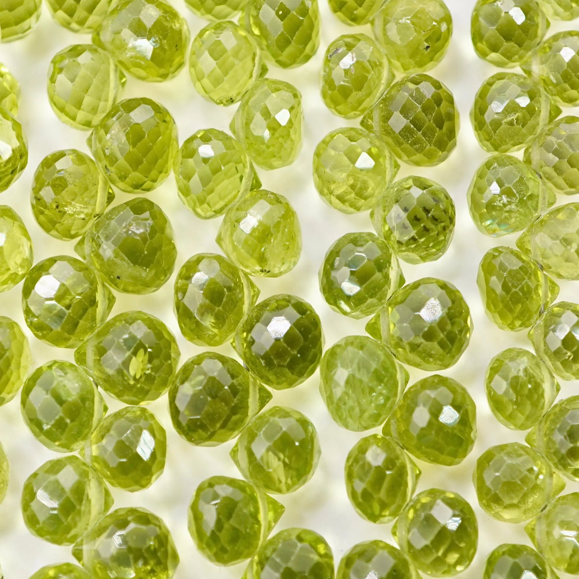Peridot Faceted Teardrop Shape Gemstone Strand Beads