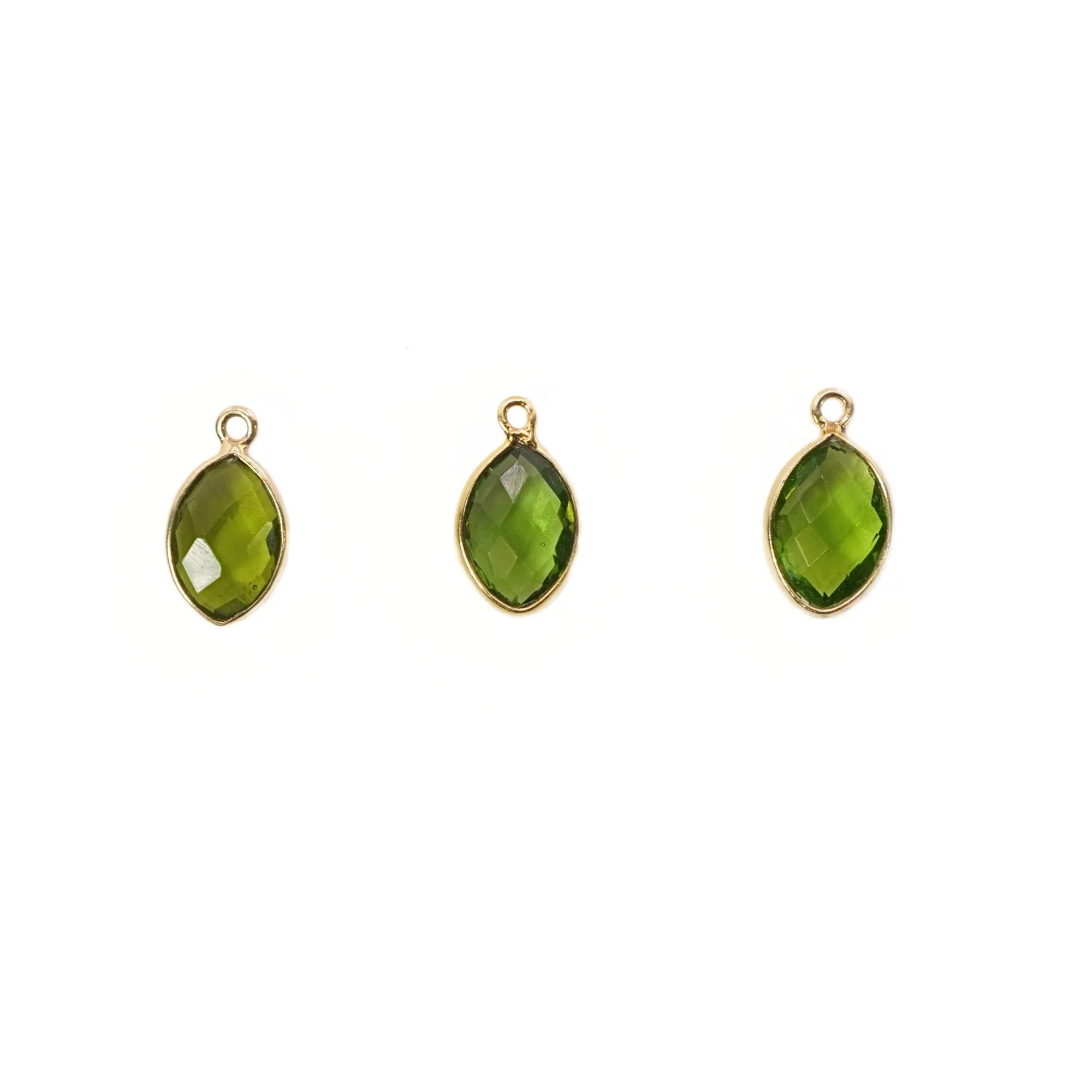 Peridot Marquise Shape Gemstone Gold Plated Sterling Silver Bezel Charm Pendant