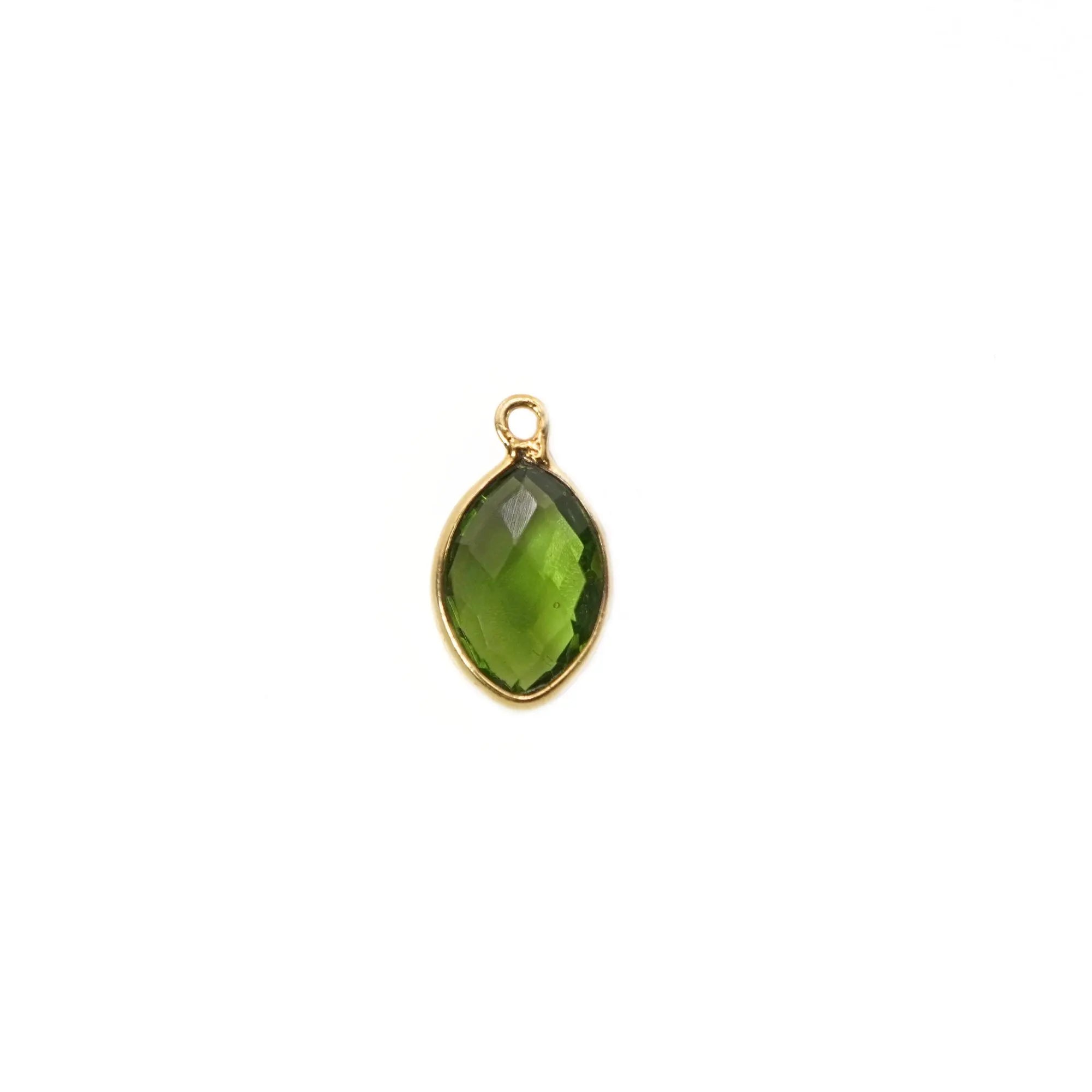 Peridot Marquise Shape Gemstone Gold Plated Sterling Silver Bezel Charm Pendant