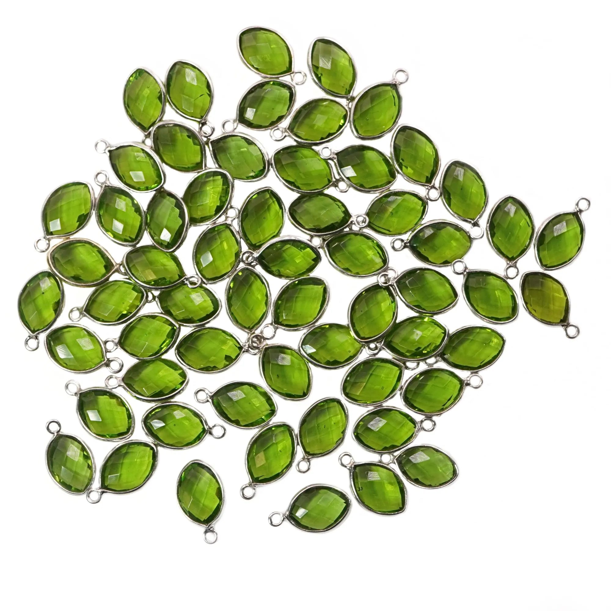 Peridot Marquise Gemstone Sterling Silver Bezel Findings Charm Pendant