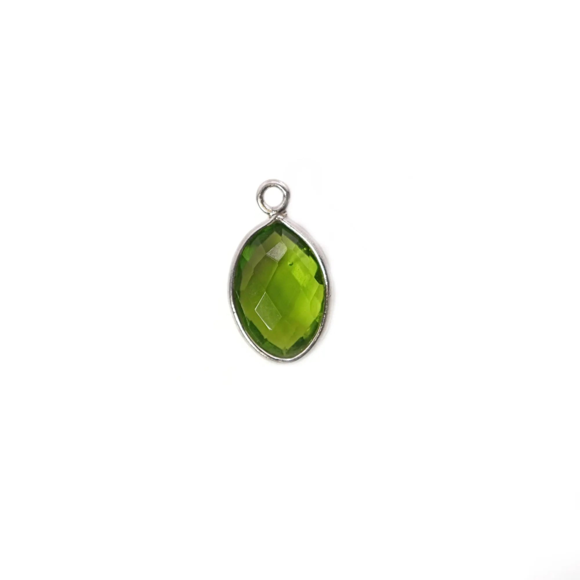 Peridot Marquise Gemstone Sterling Silver Bezel Findings Charm Pendant