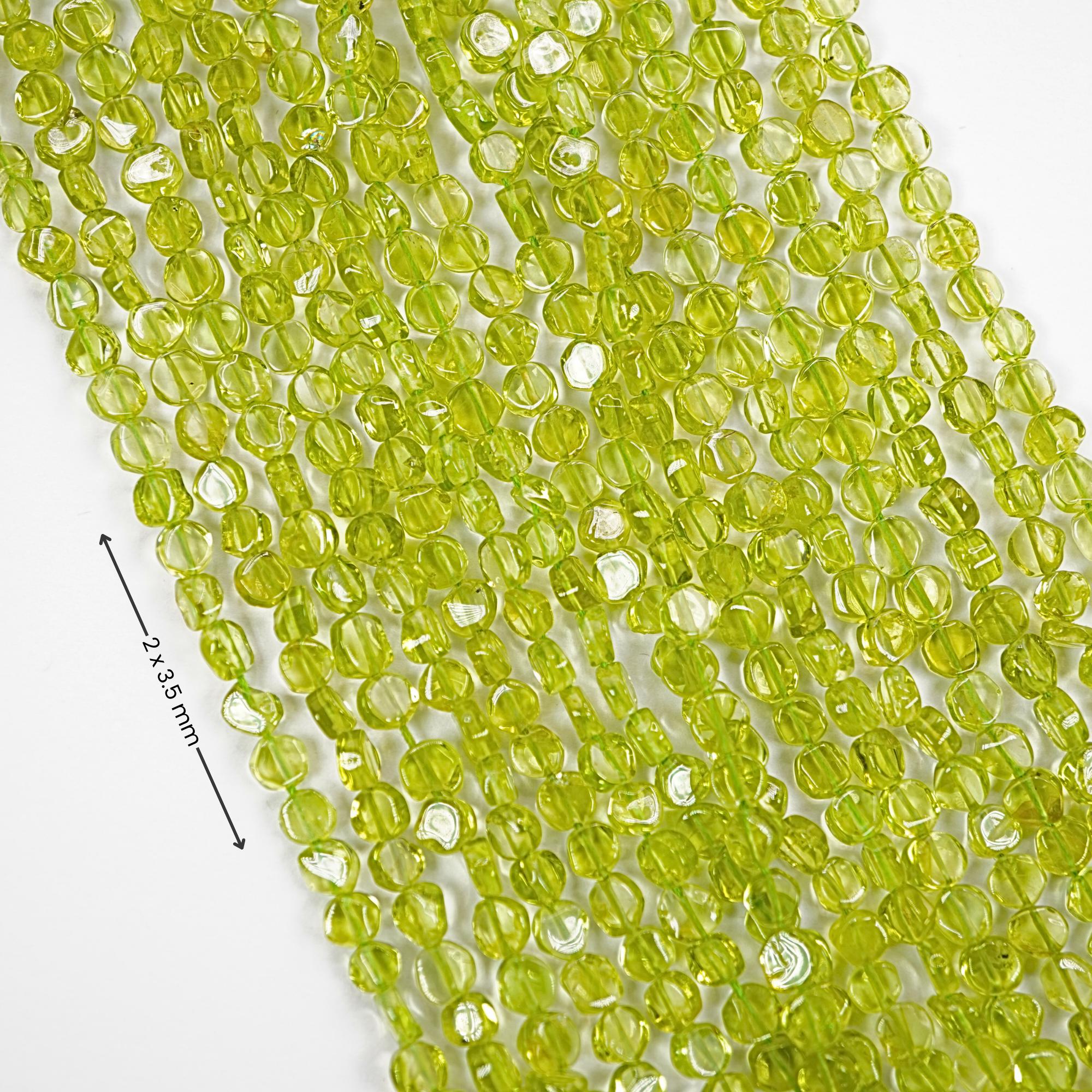 Peridot Smooth Coin Shape Gemstone Strand Beads