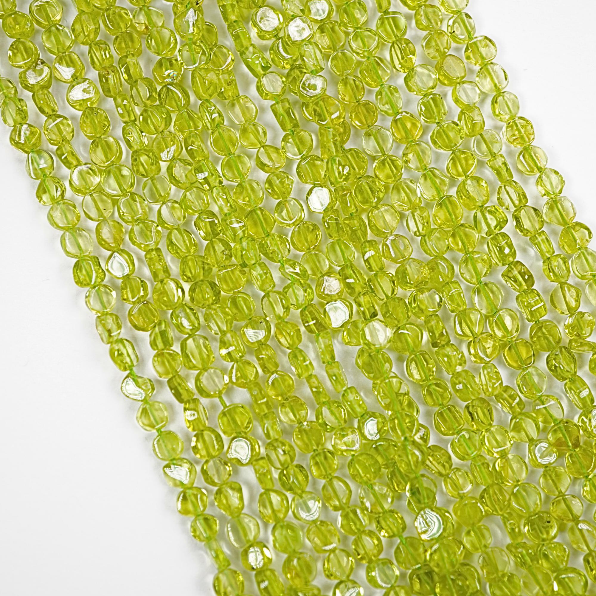 Peridot Smooth Coin Shape Gemstone Strand Beads