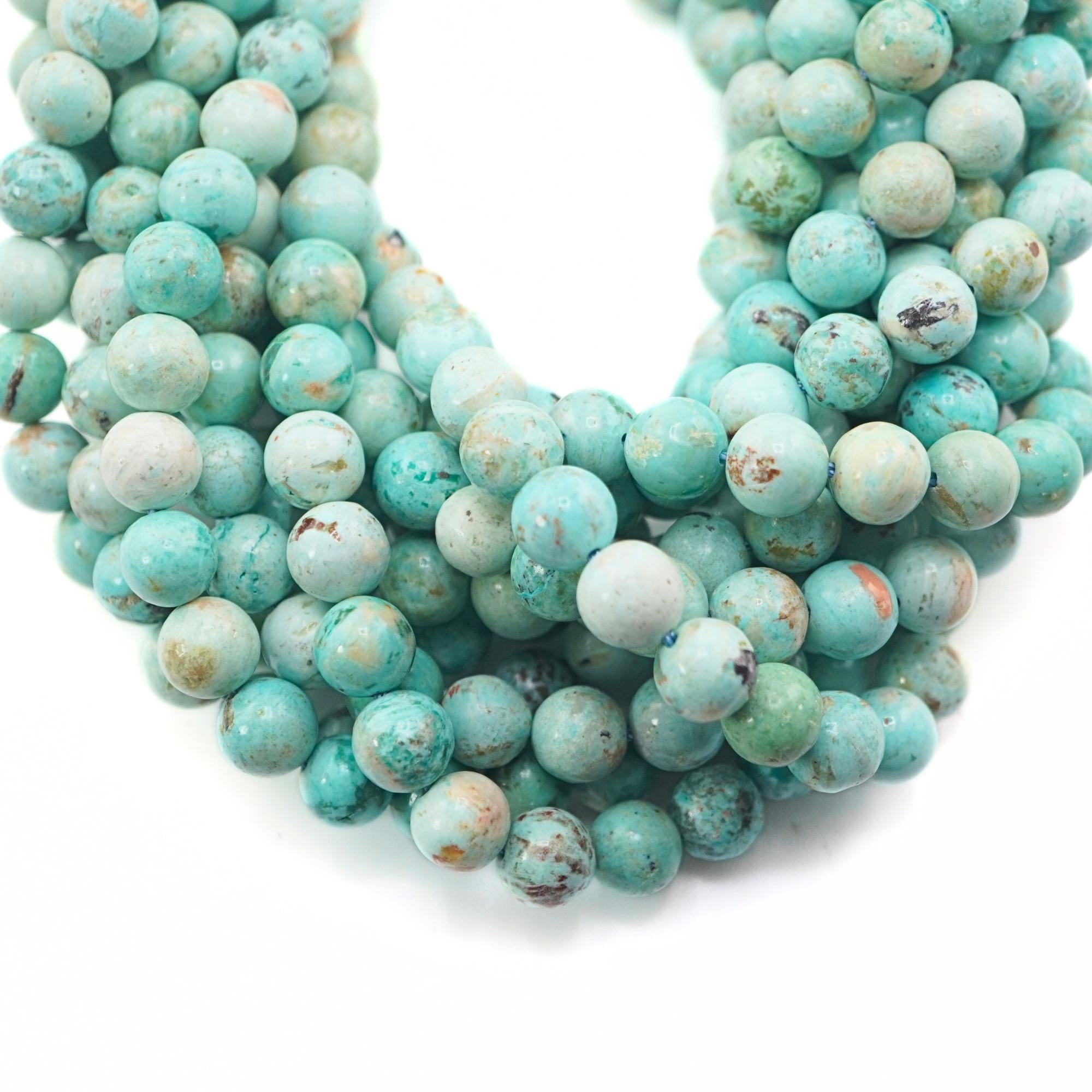 Peruvian Turquoise Smooth Round Shape Strand Beads