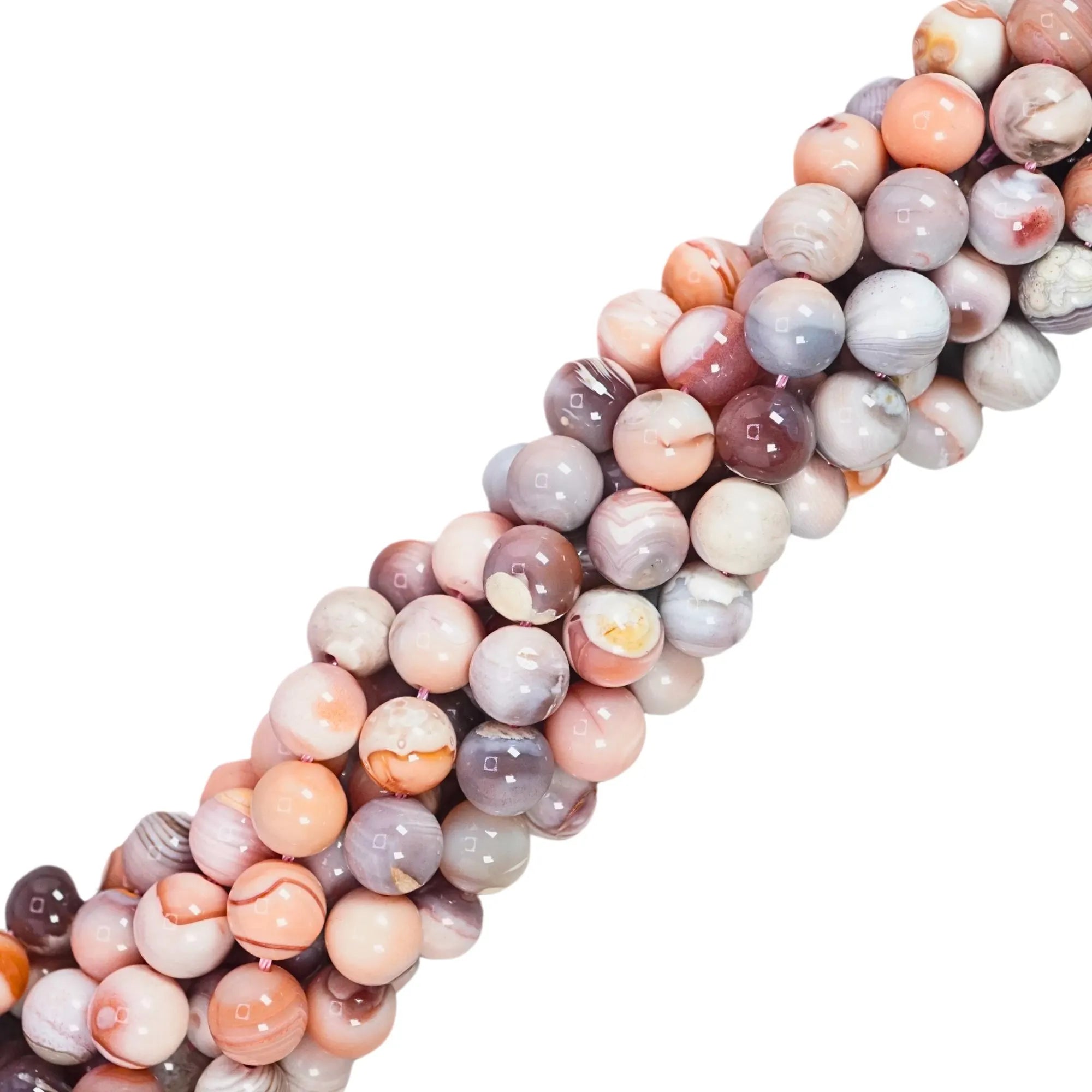 Pink Botswana Agate Smooth Round Shape Gemstone Beads For Jewelry Making, 8 MM Beads 15 inches strand