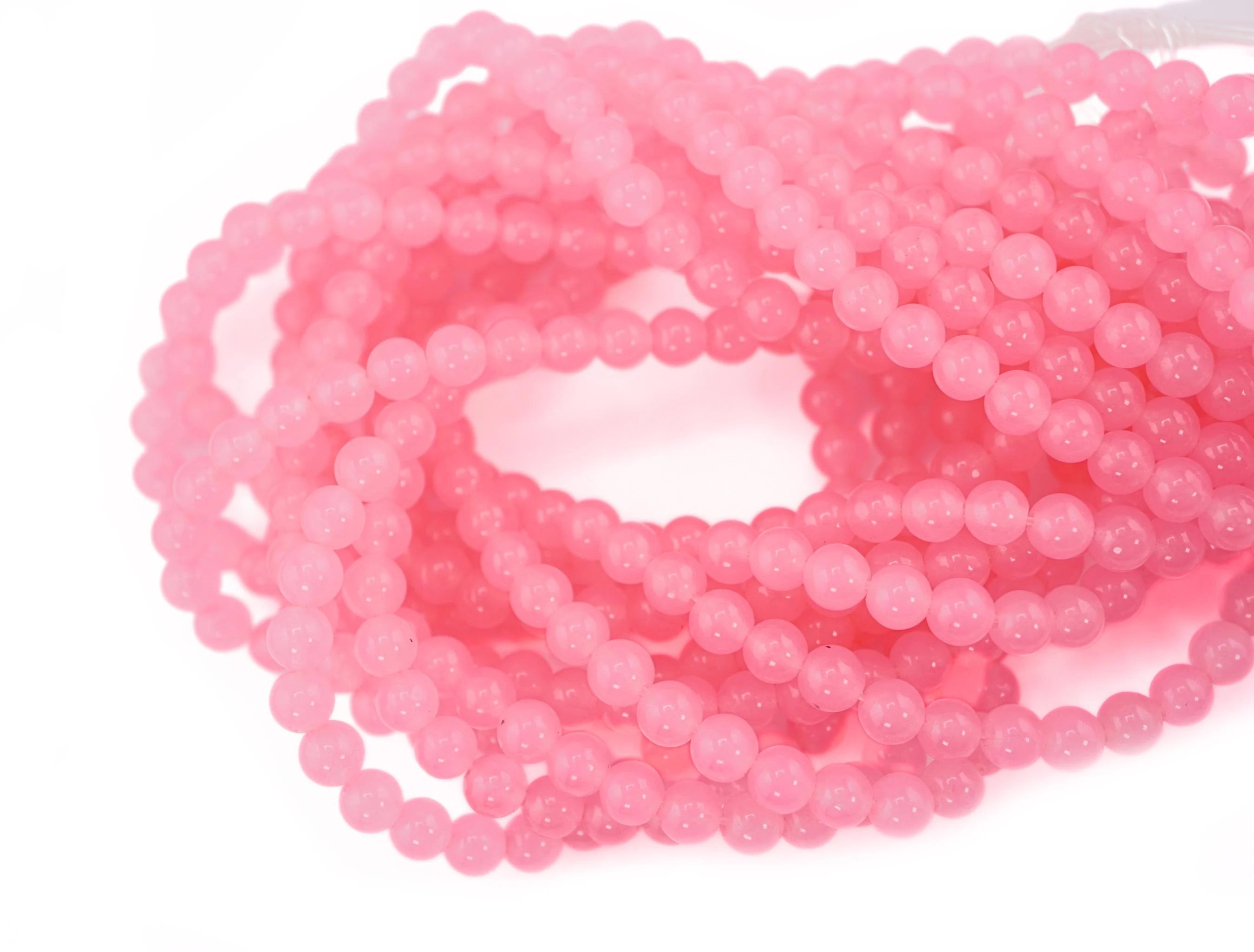 Pink Chalcedony Round Shape Gemstone Strand Beads